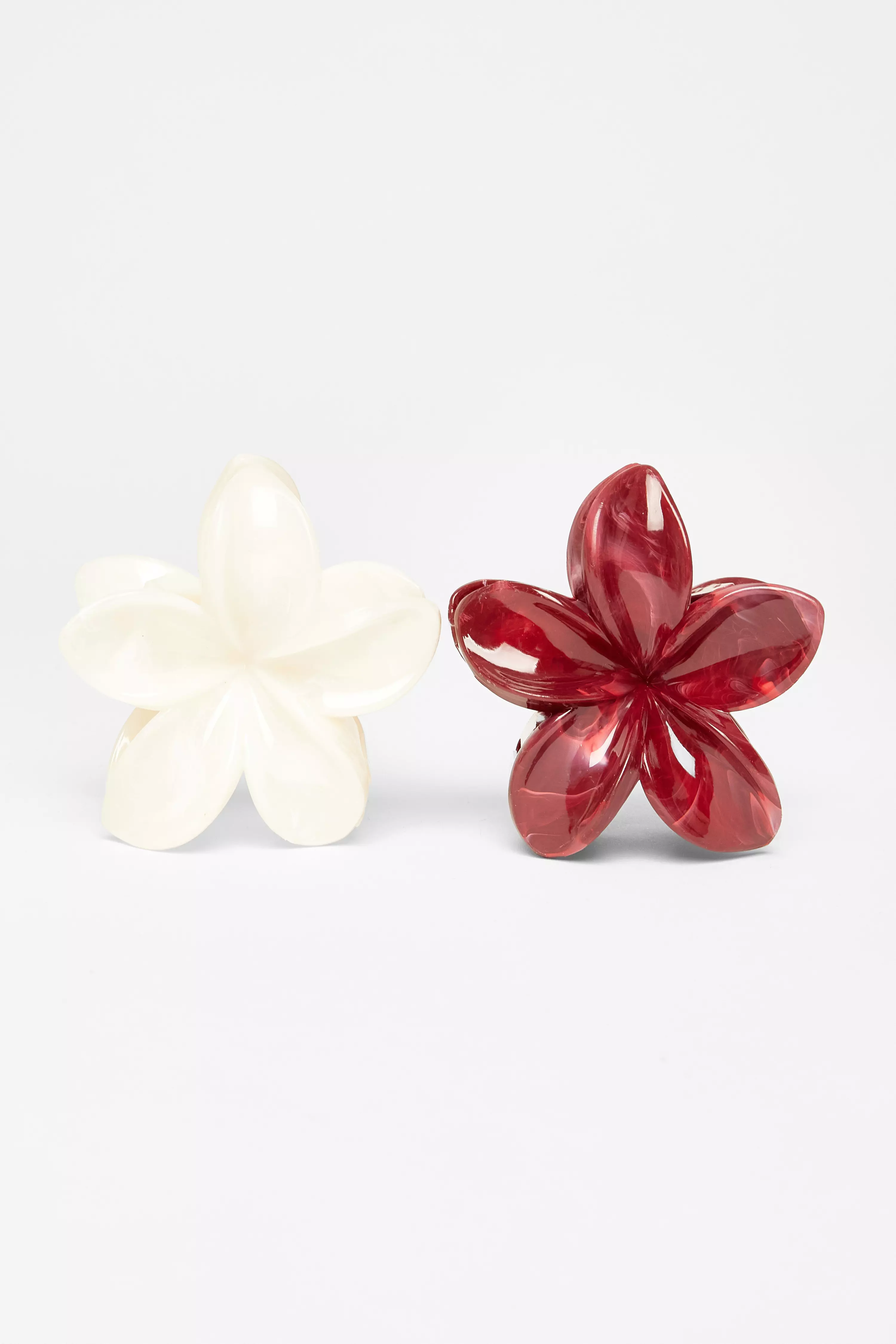 Dark Red Flower Hair Claw Set