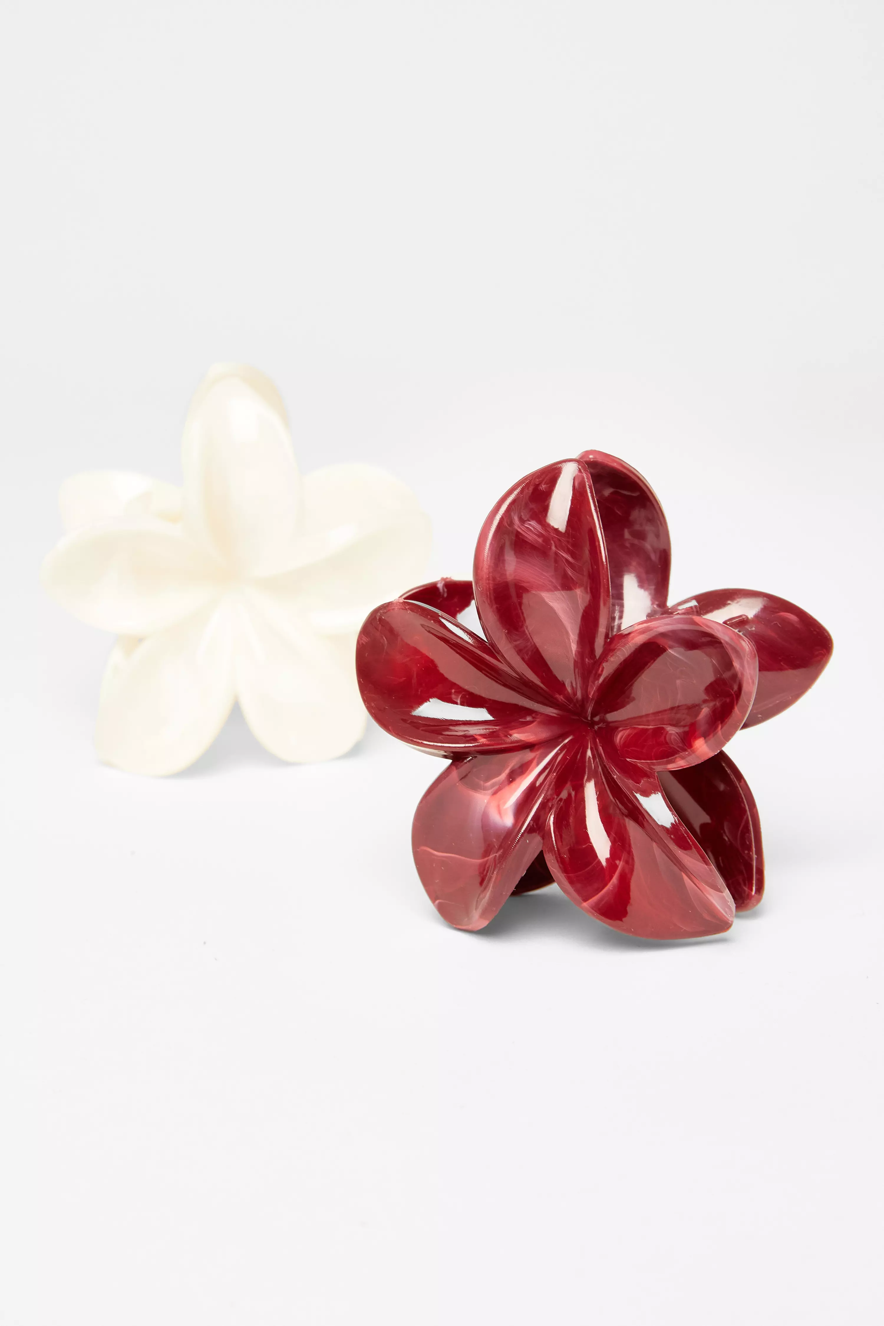 Dark Red Flower Hair Claw Set