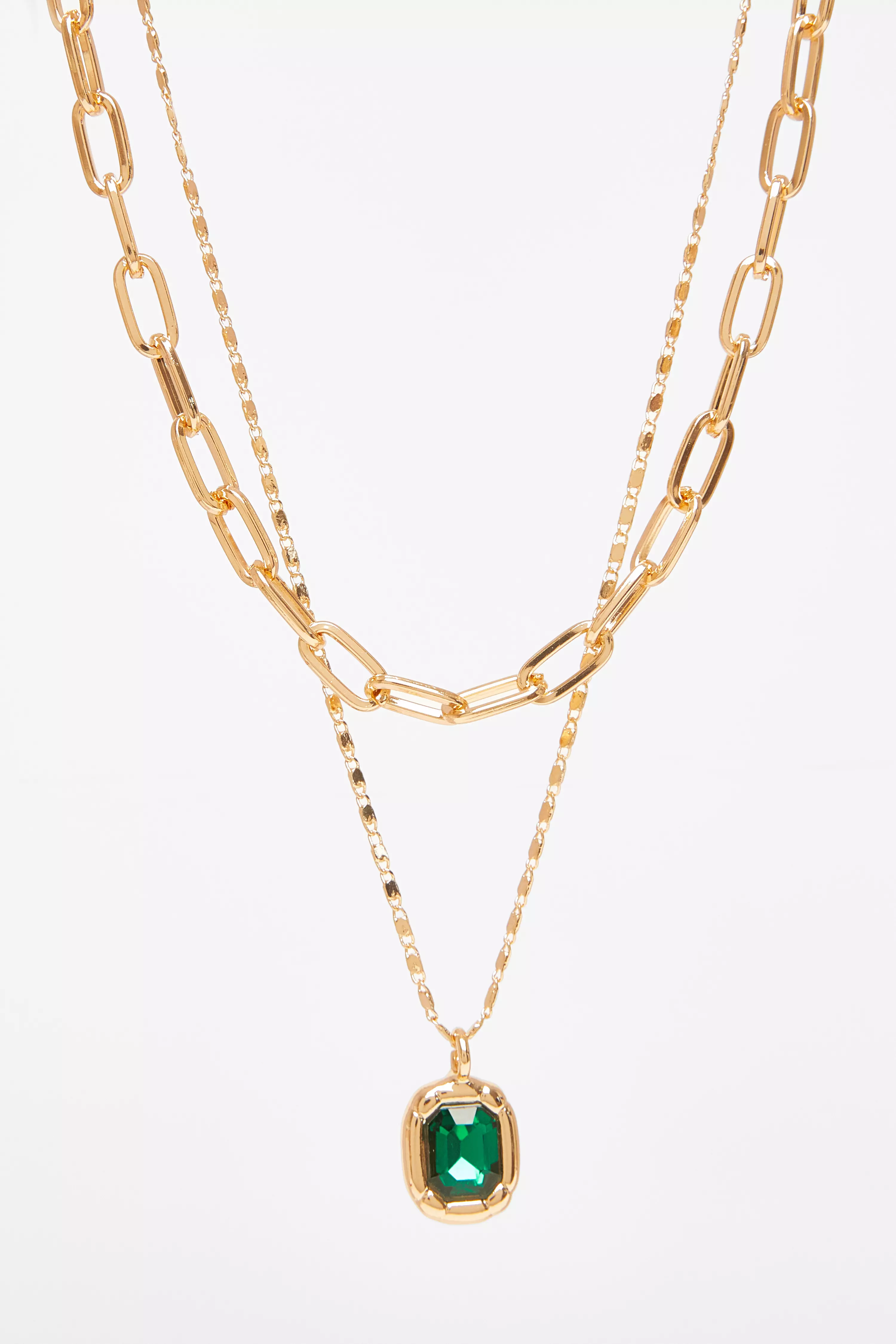 Green Jewel Layered Necklace