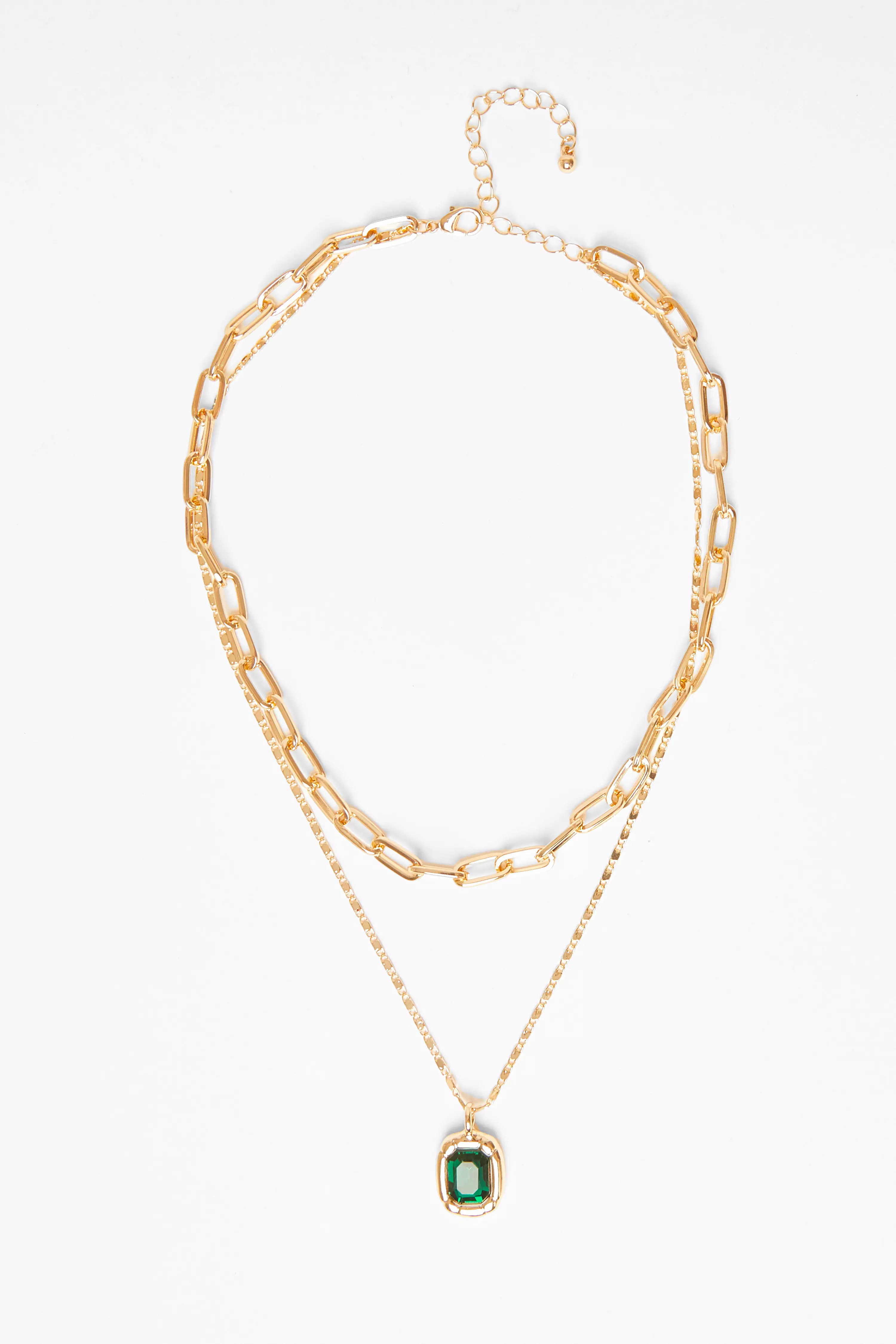 Green Jewel Layered Necklace