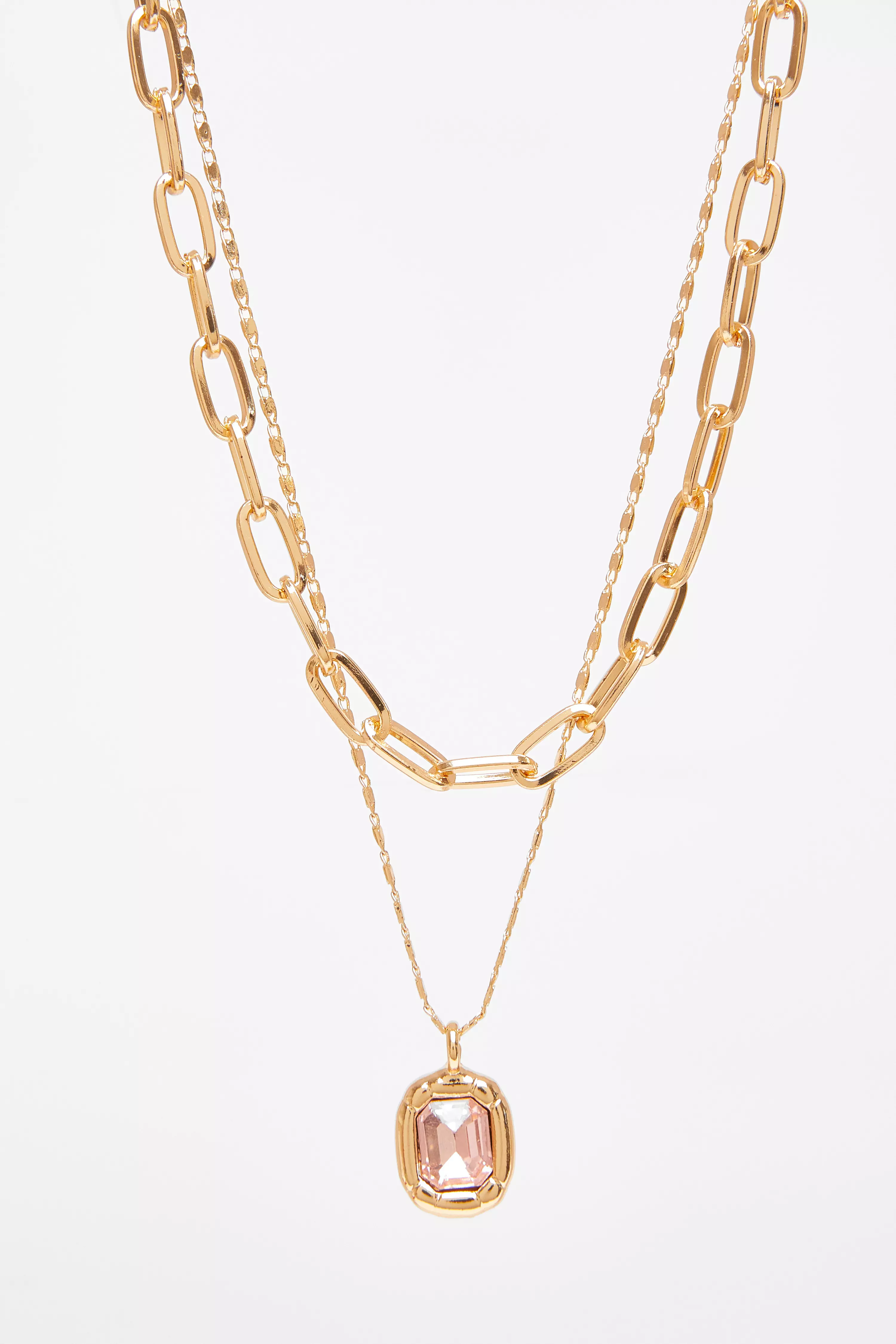 Pink Jewel Layered Necklace