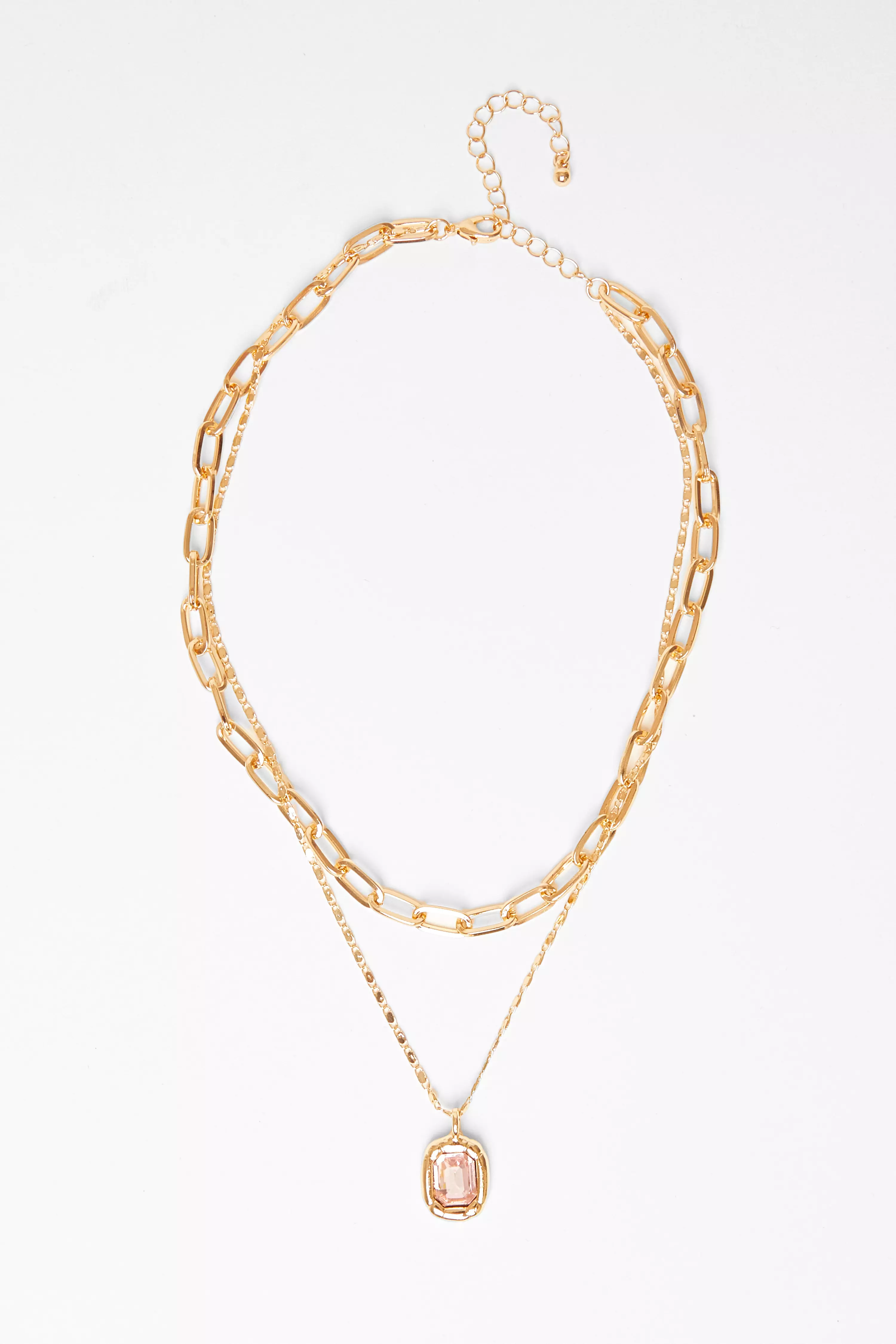 Pink Jewel Layered Necklace