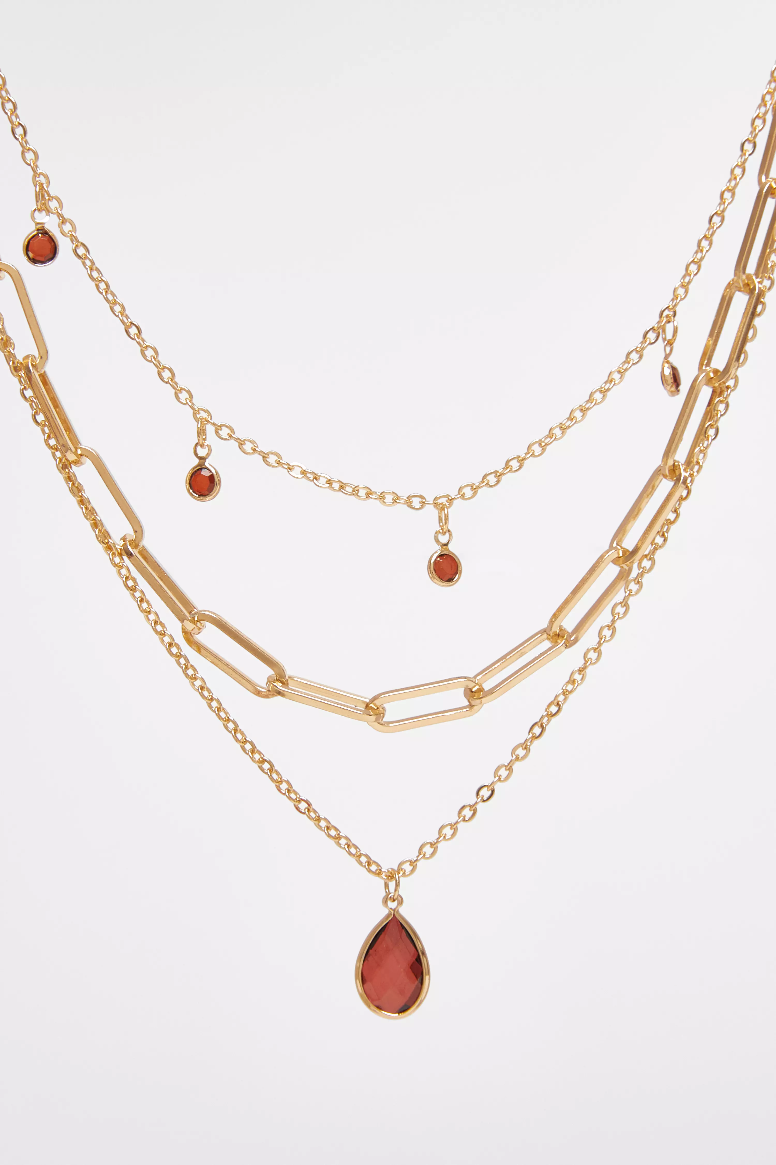 Brown Multi Stone Layered Necklace