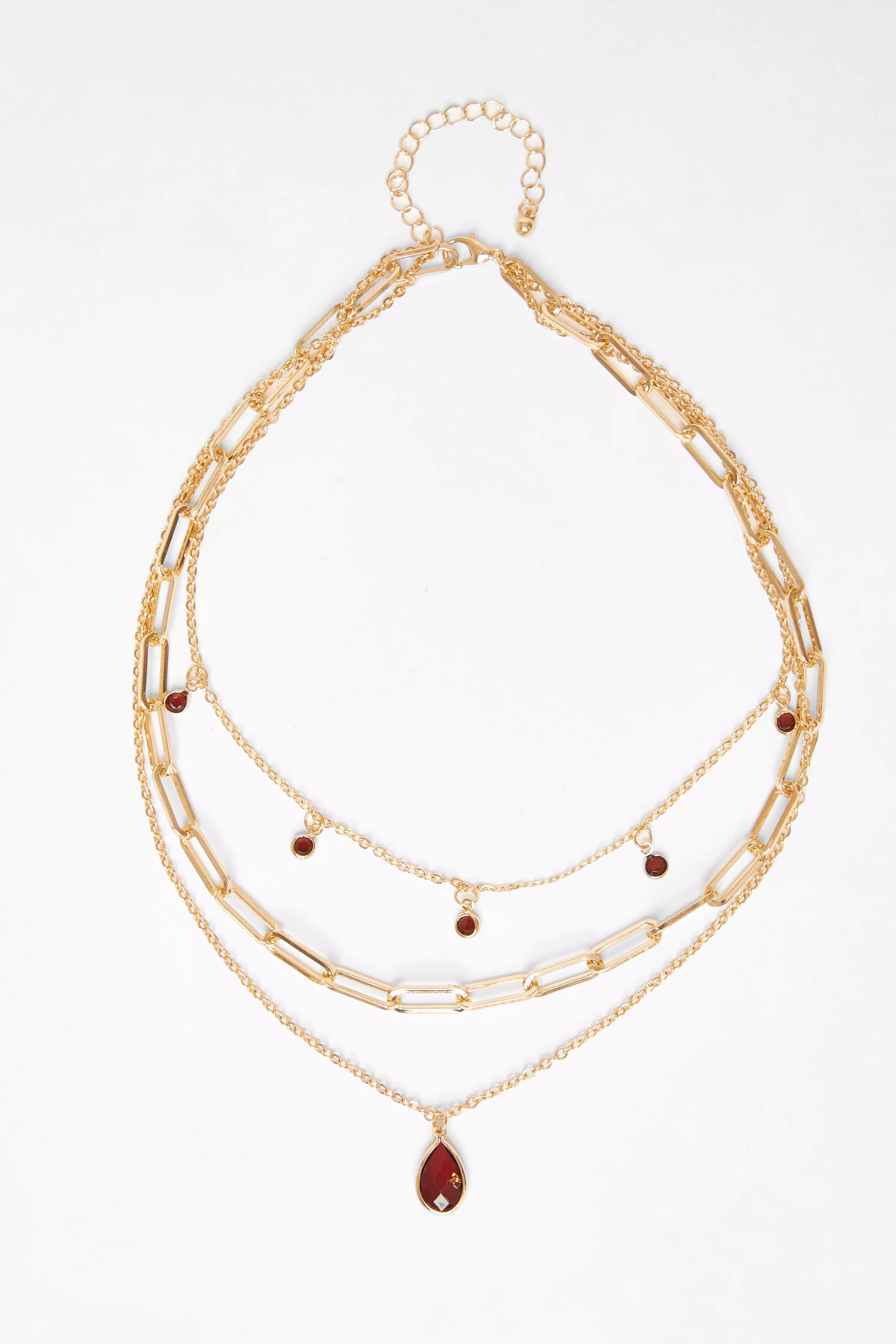 Brown Multi Stone Layered Necklace