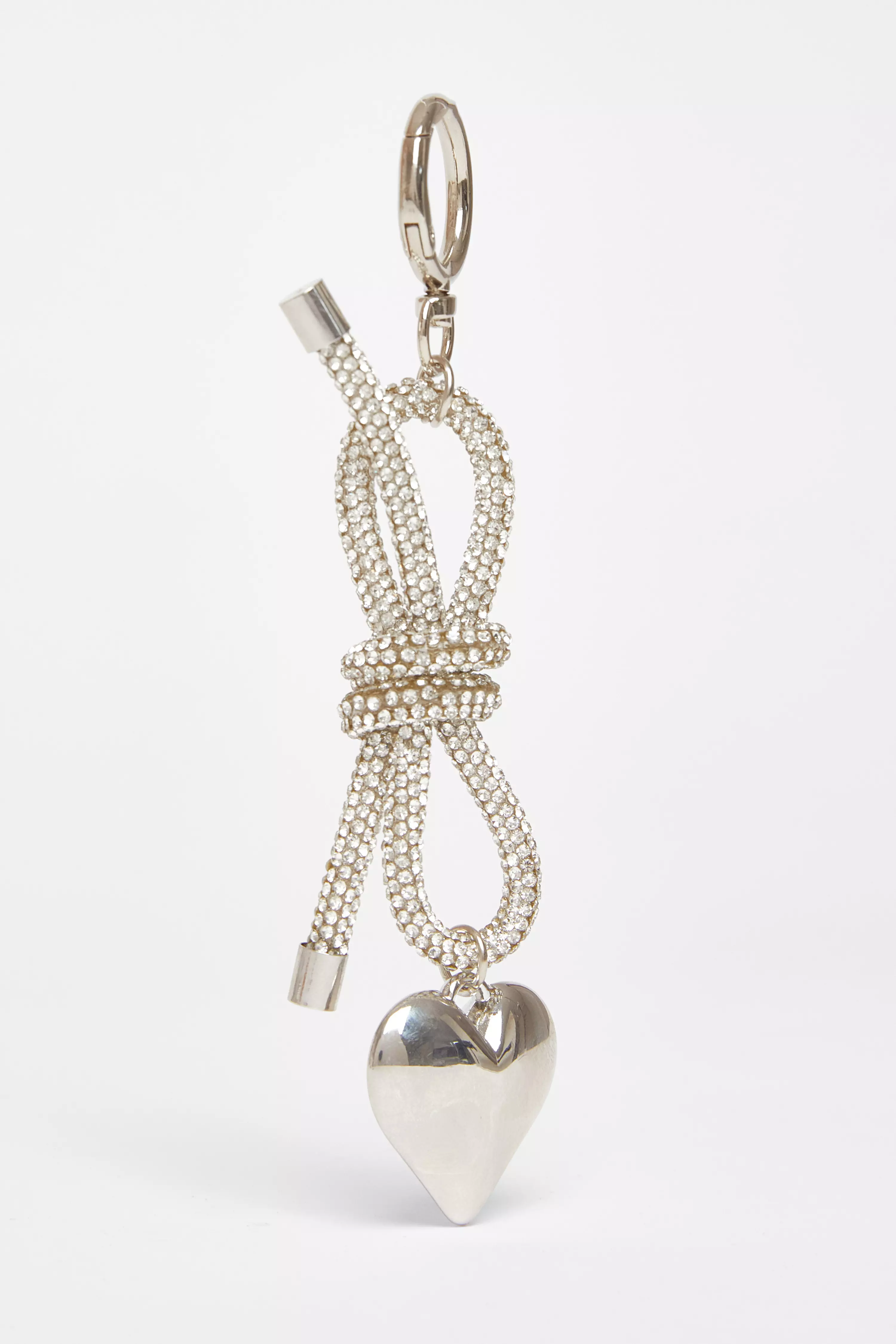 Silver Diamante Bow Bag Charm