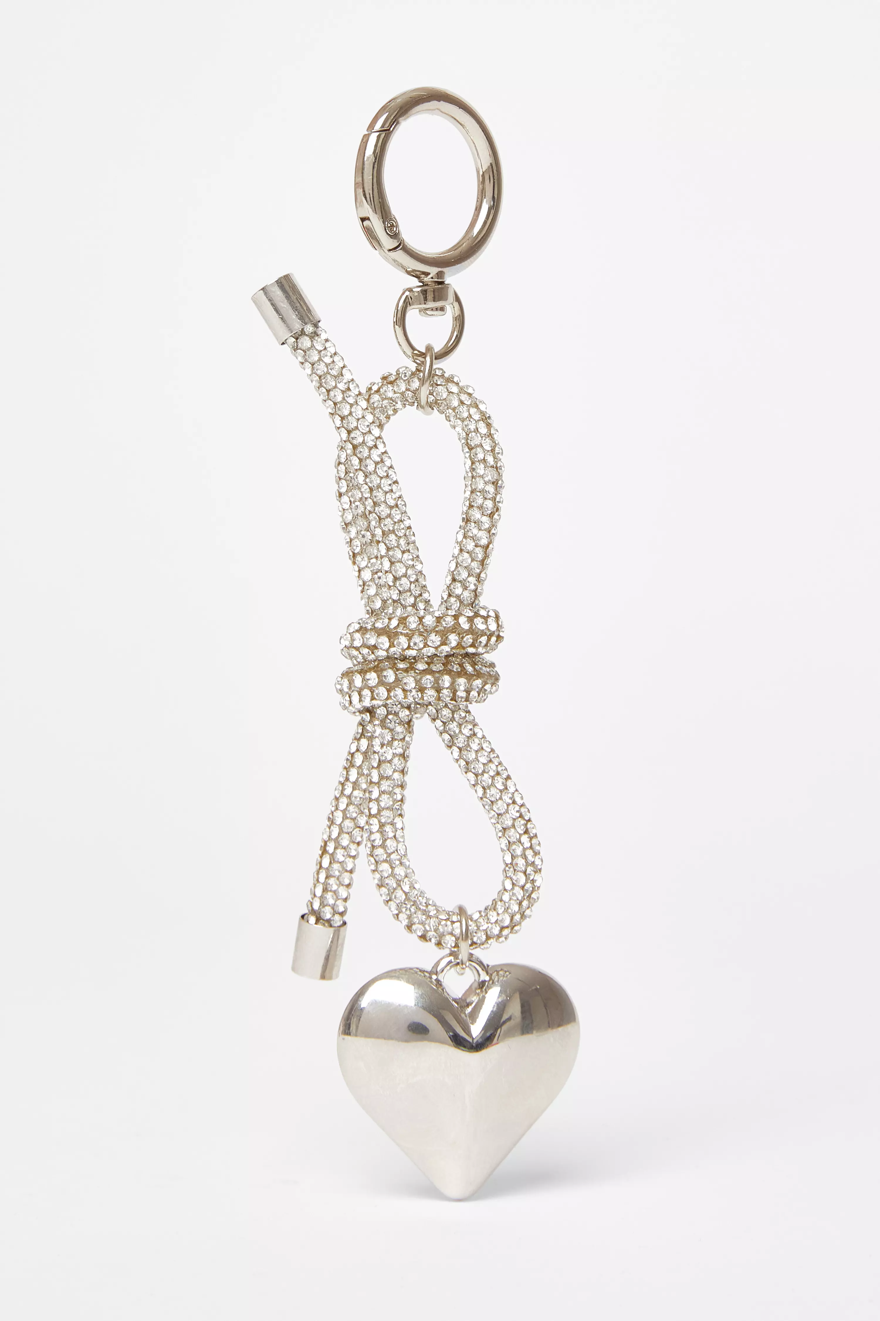 Silver Diamante Bow Bag Charm