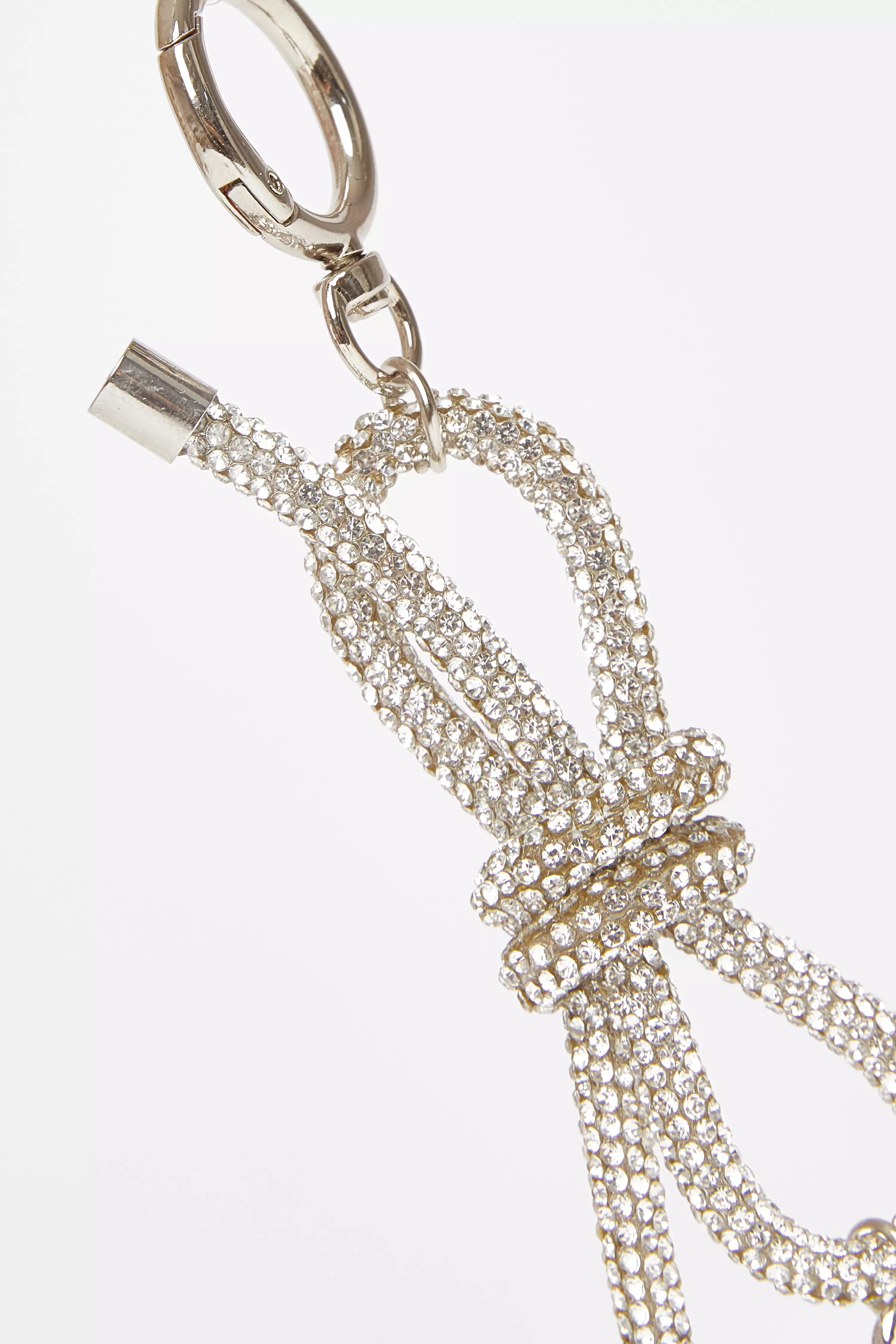 Silver Diamante Bow Bag Charm