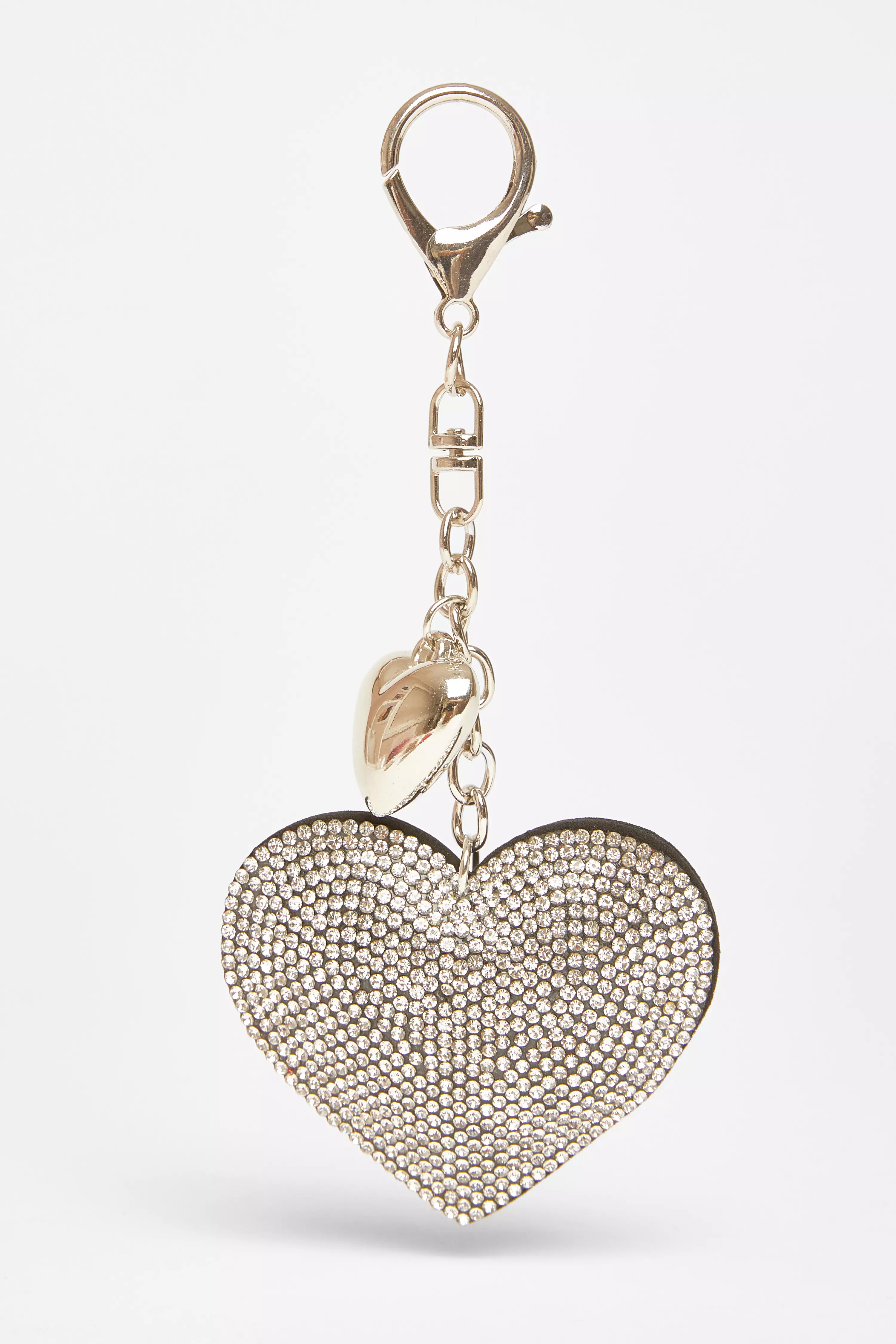 Black Diamante Heart Bag Charm