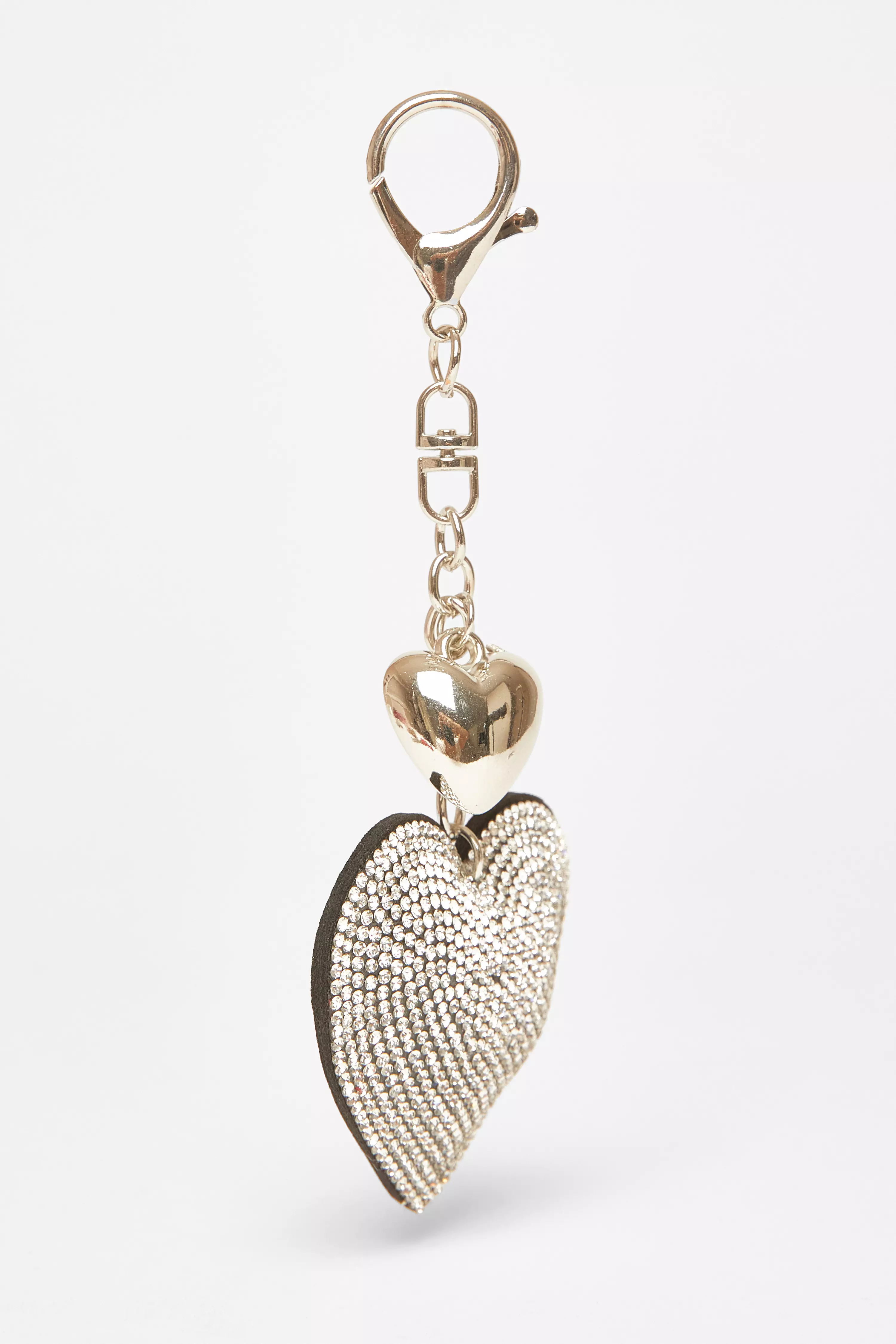 Black Diamante Heart Bag Charm