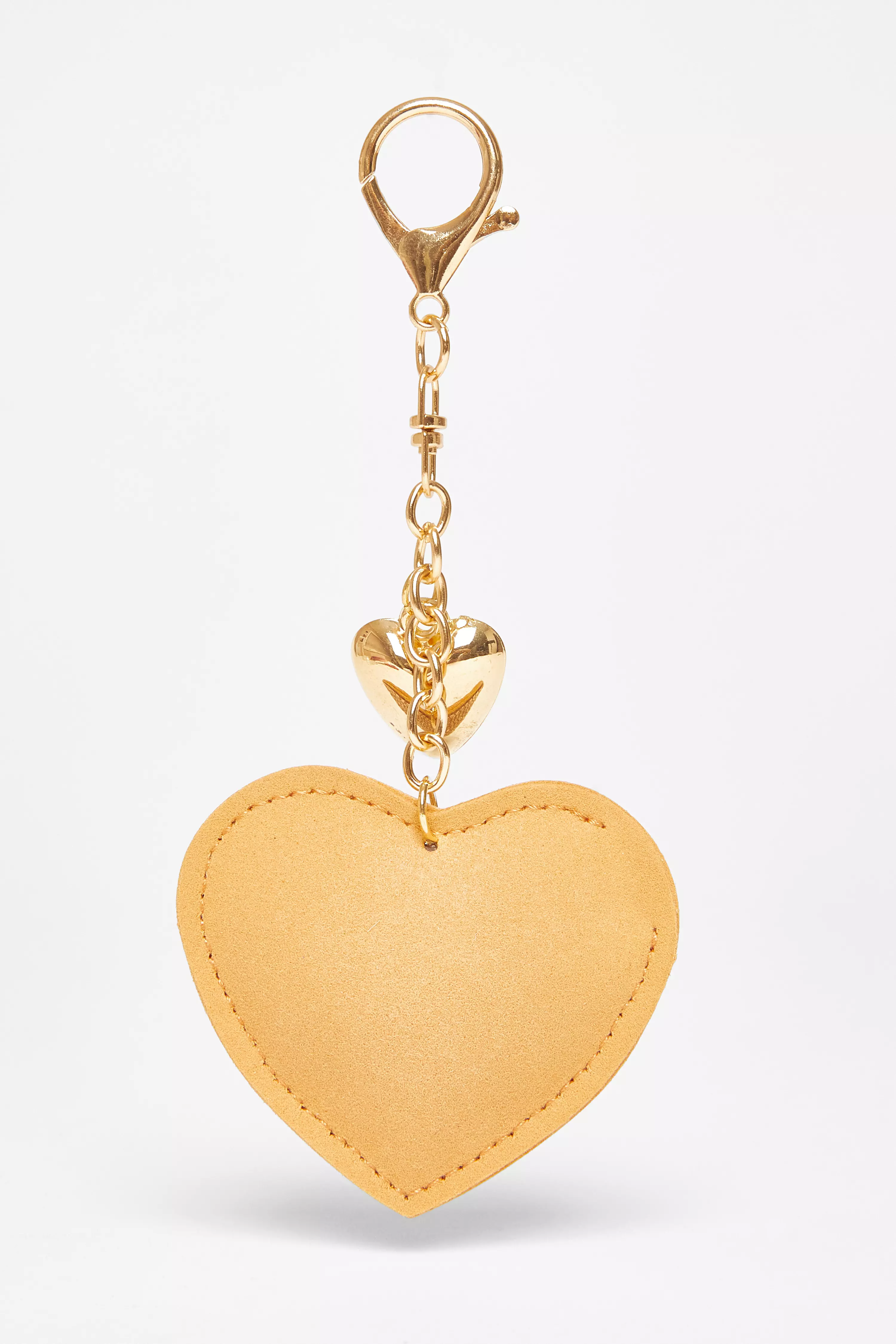 Gold Diamante Heart Bag Charm