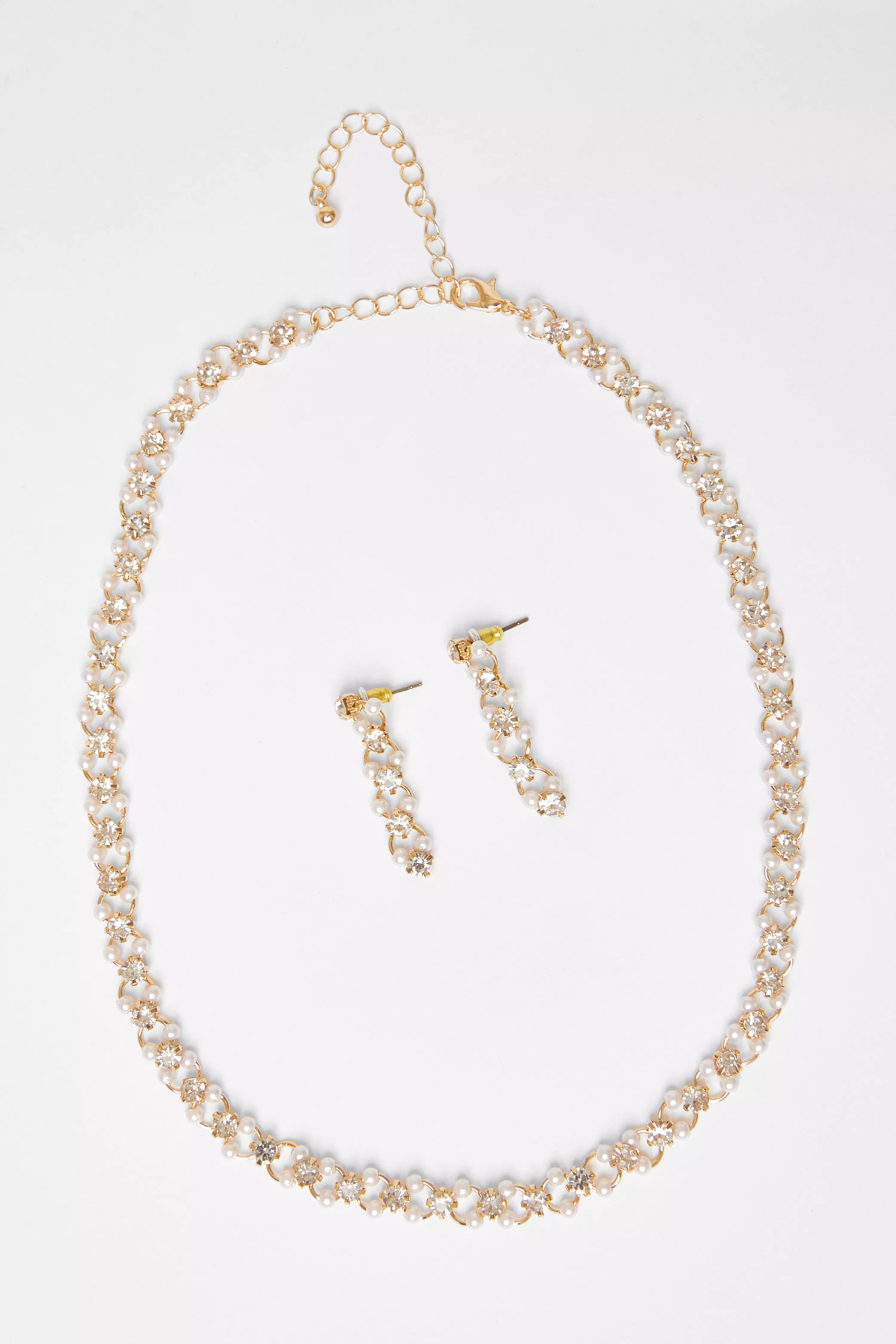 Gold Pearl Cluster Jewellery Set
