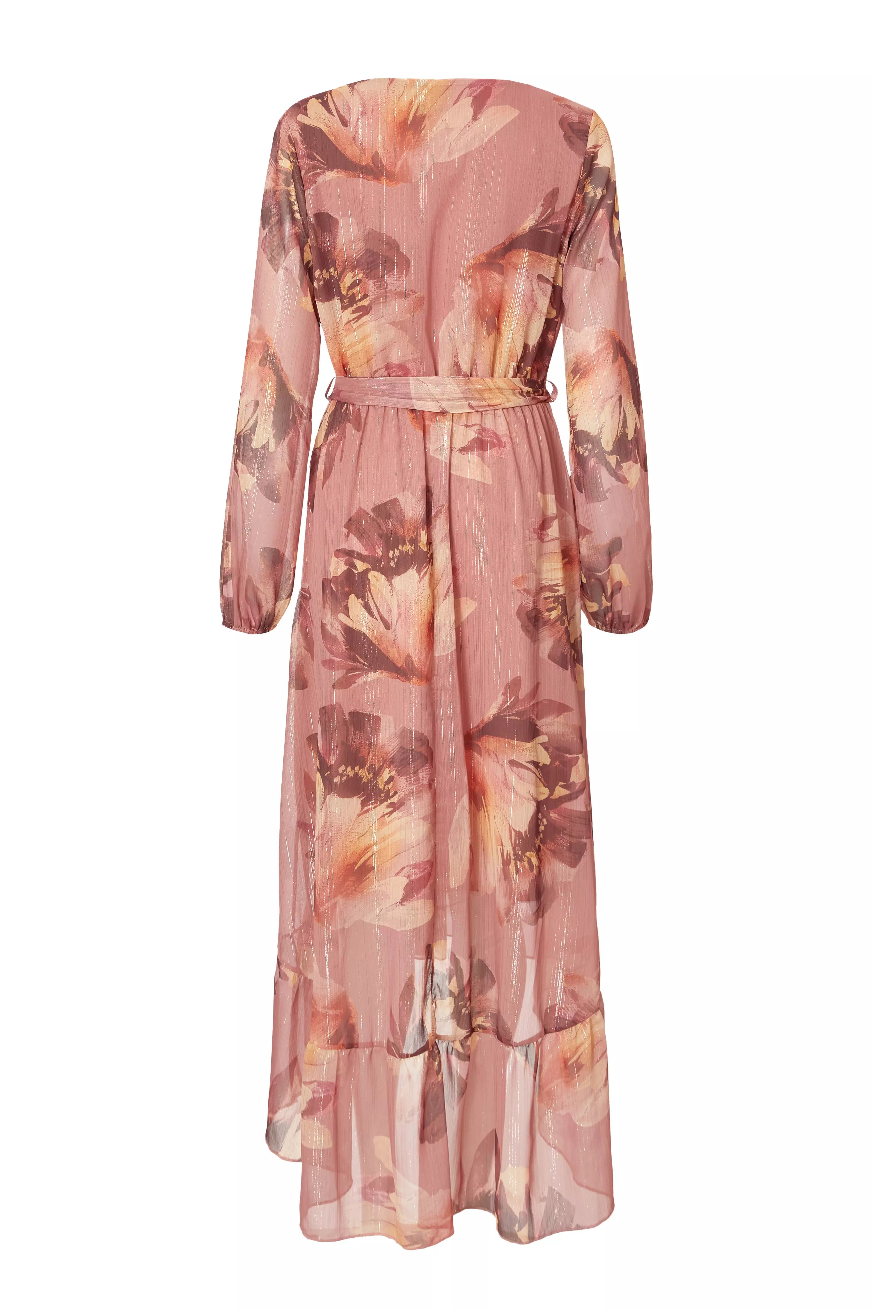 Mauve Floral Dip Hem Midaxi Dress