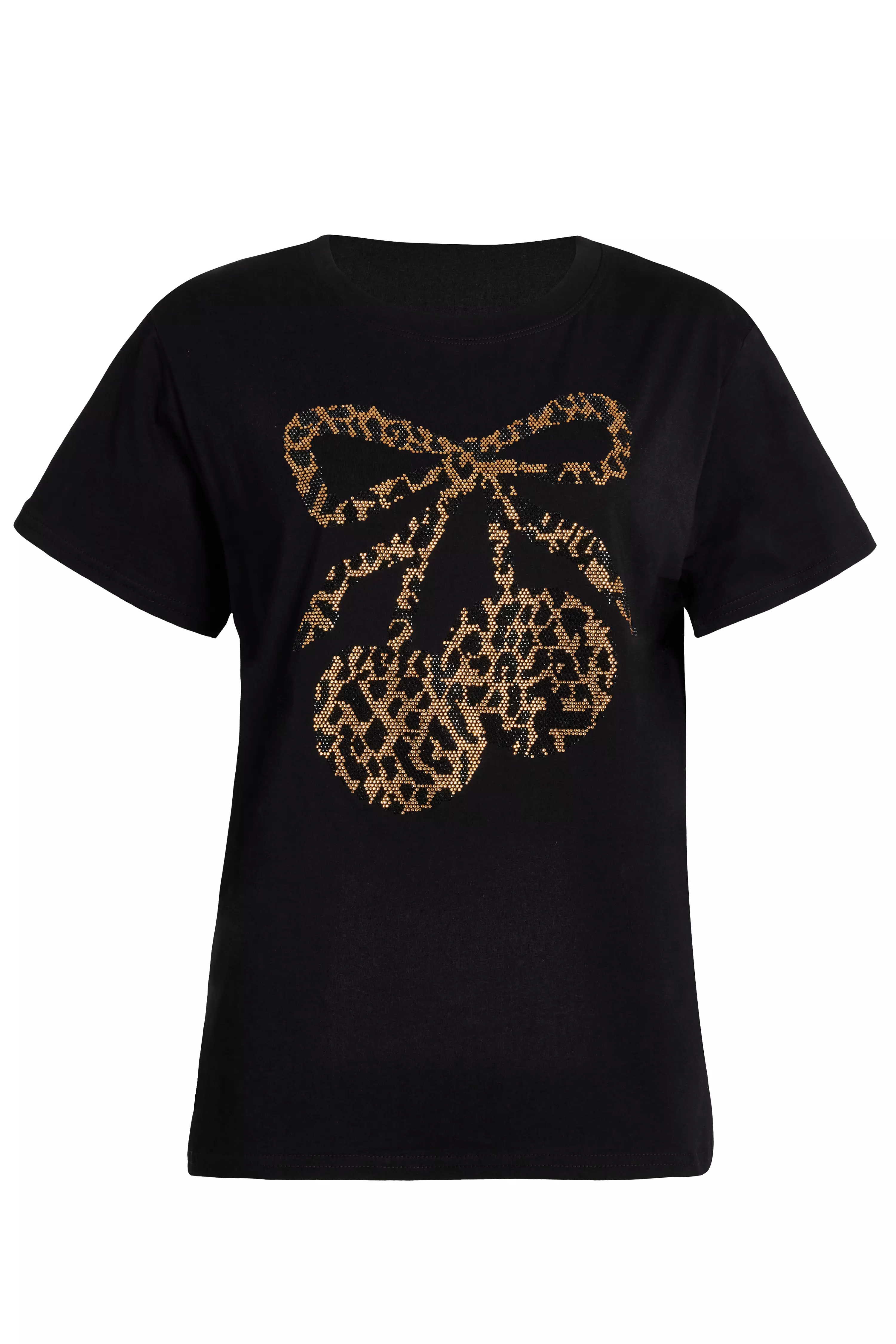 Black Leopard Print Cherry Top