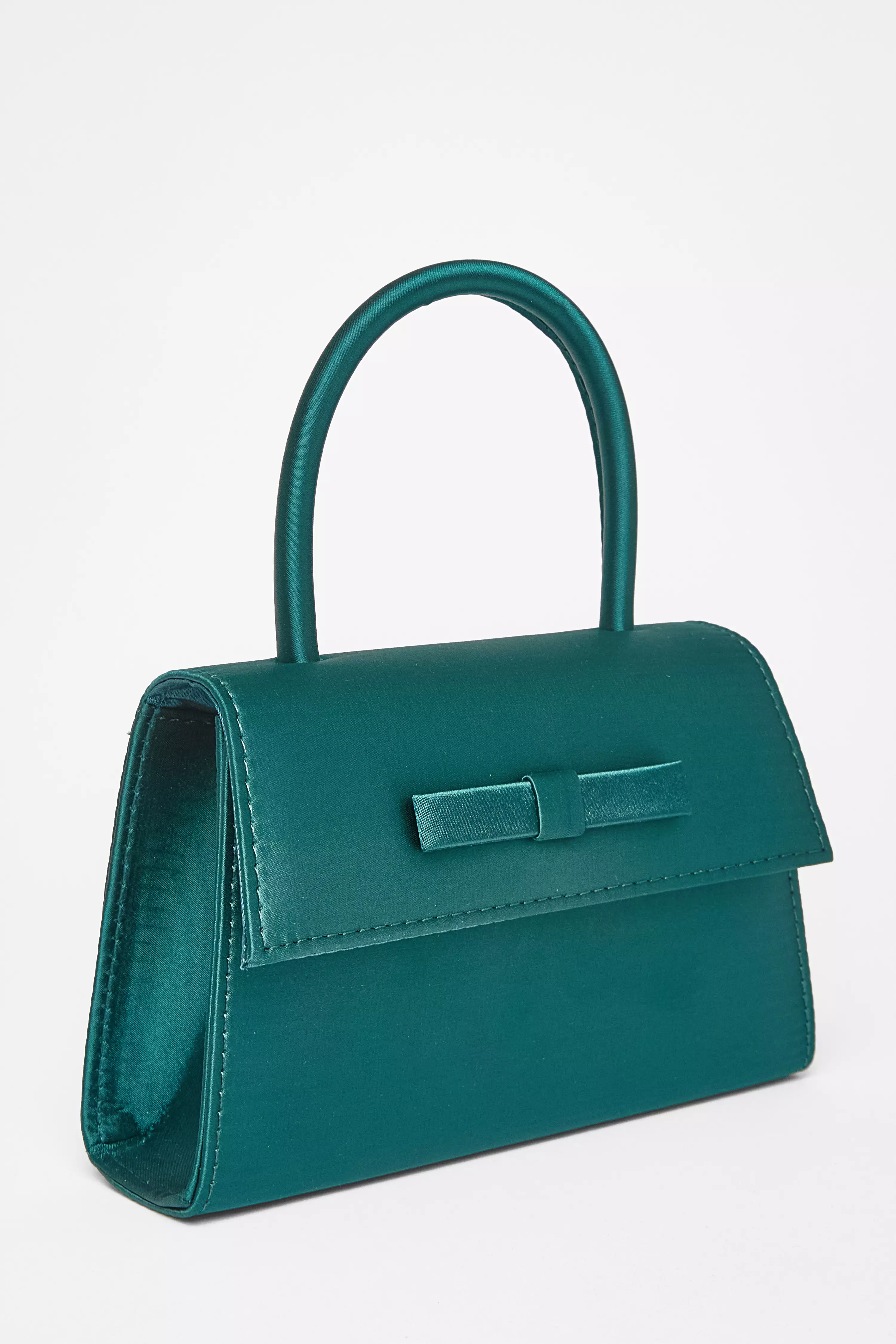Green Bow Trim Top Handle Bag