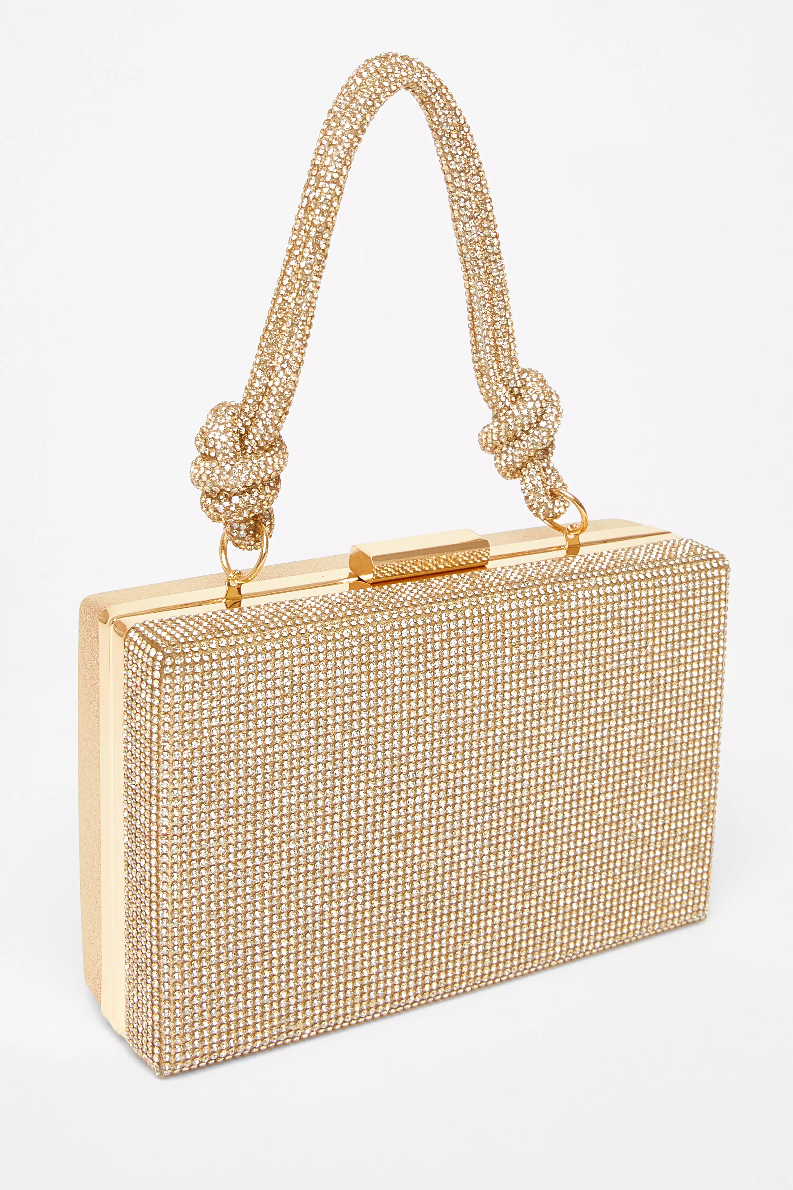 Gold Diamante Knot Top Handle Bag