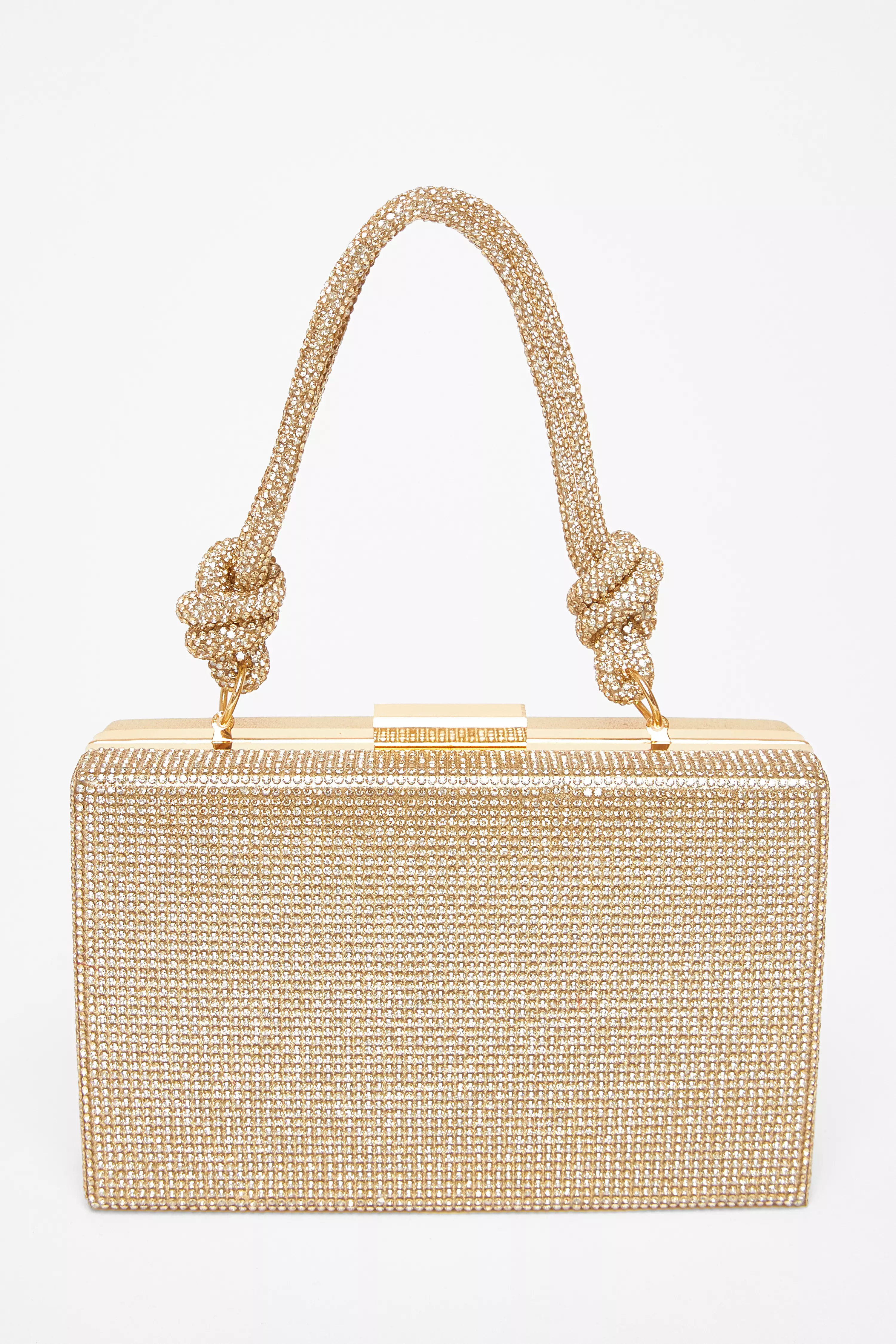 Gold Diamante Knot Top Handle Bag