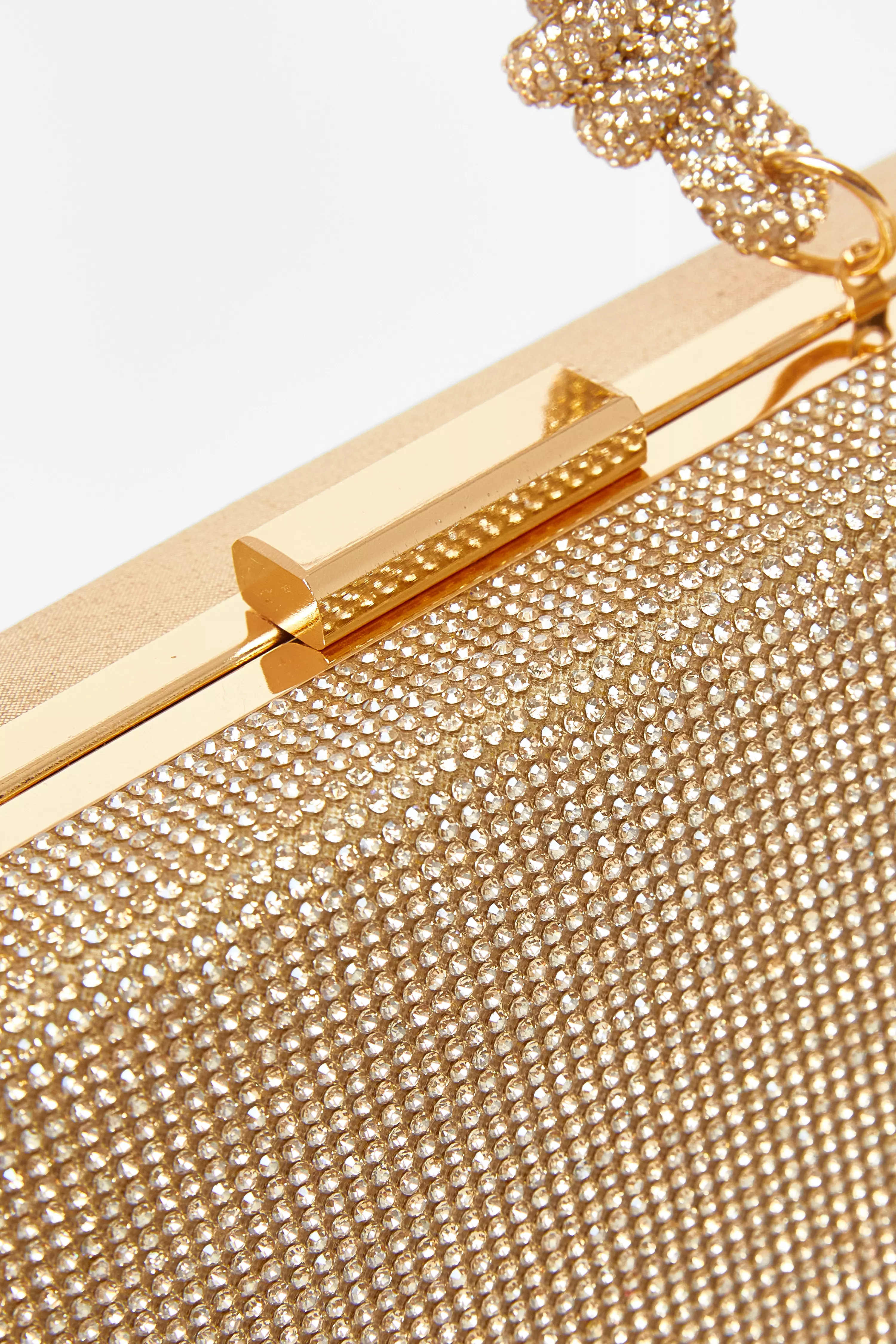 Gold Diamante Knot Top Handle Bag