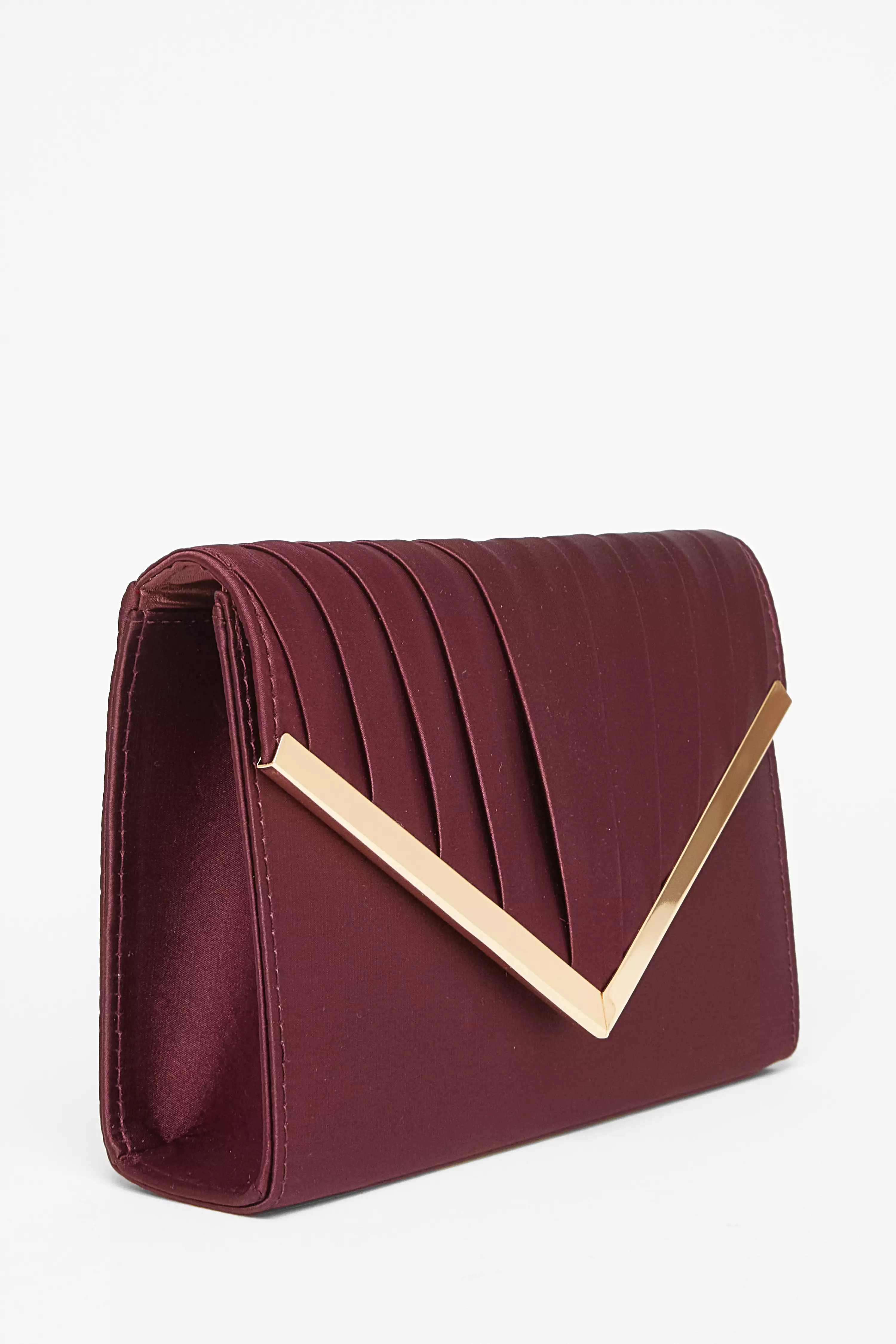 Dark Red Pleated Clutch Bag
