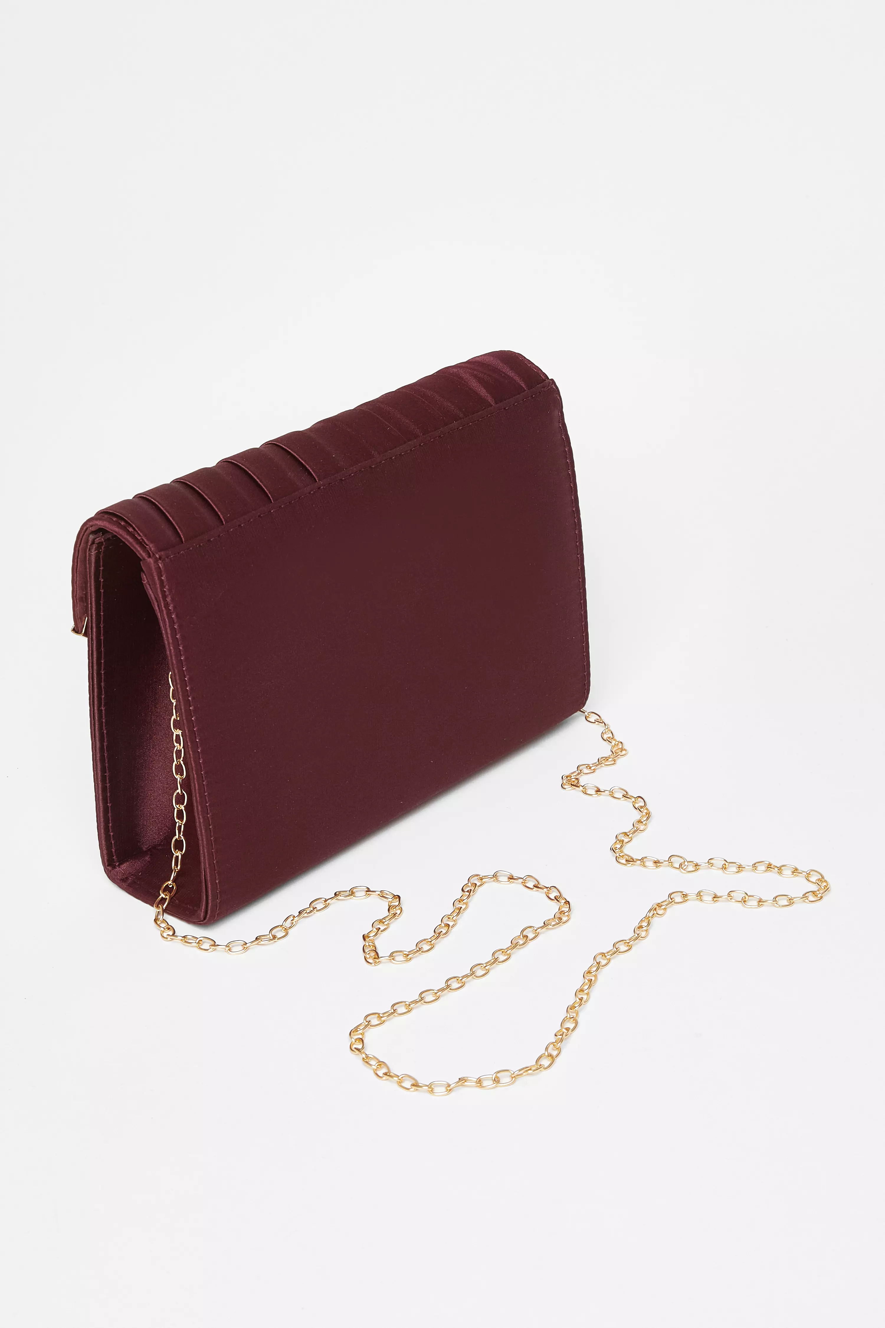 Dark Red Pleated Clutch Bag
