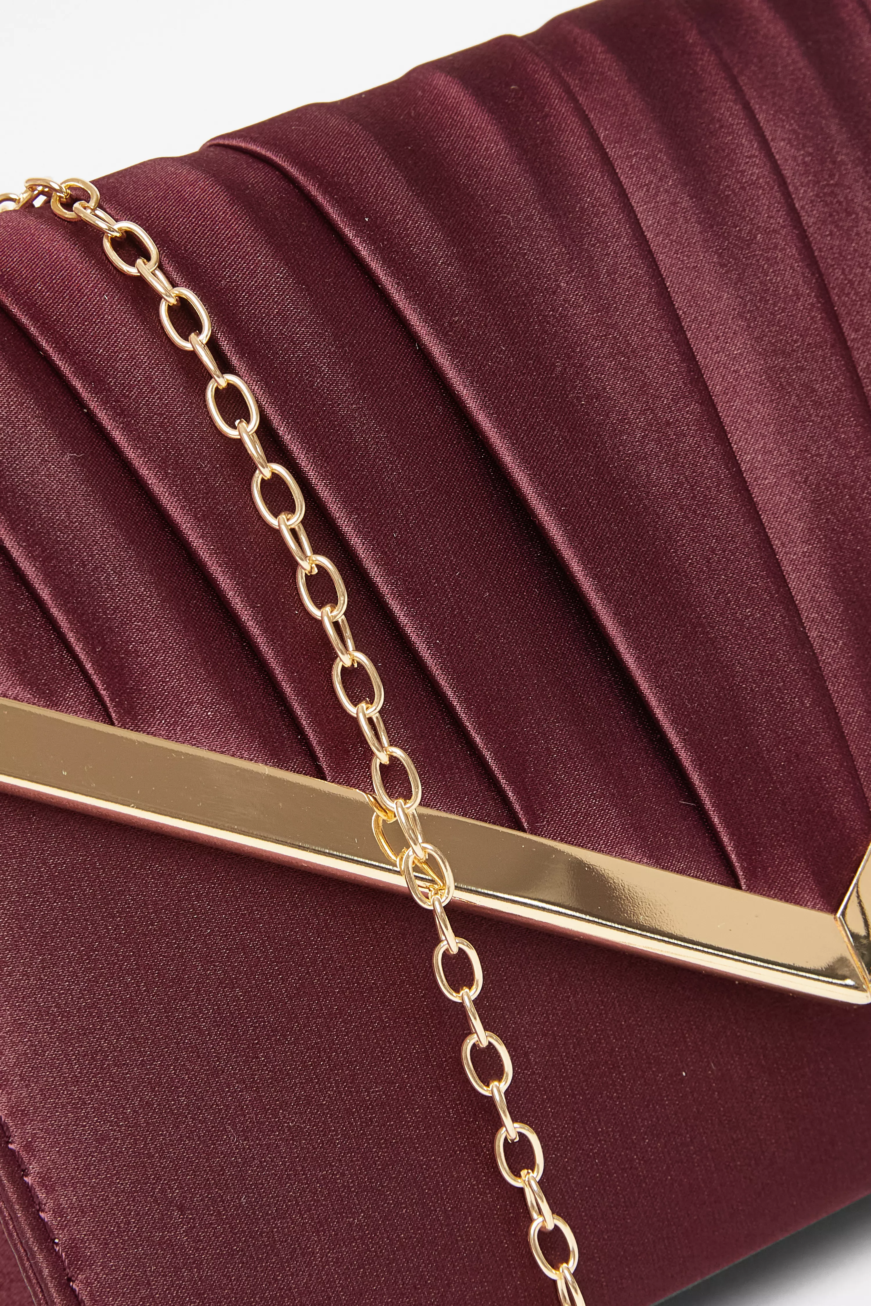 Dark Red Pleated Clutch Bag
