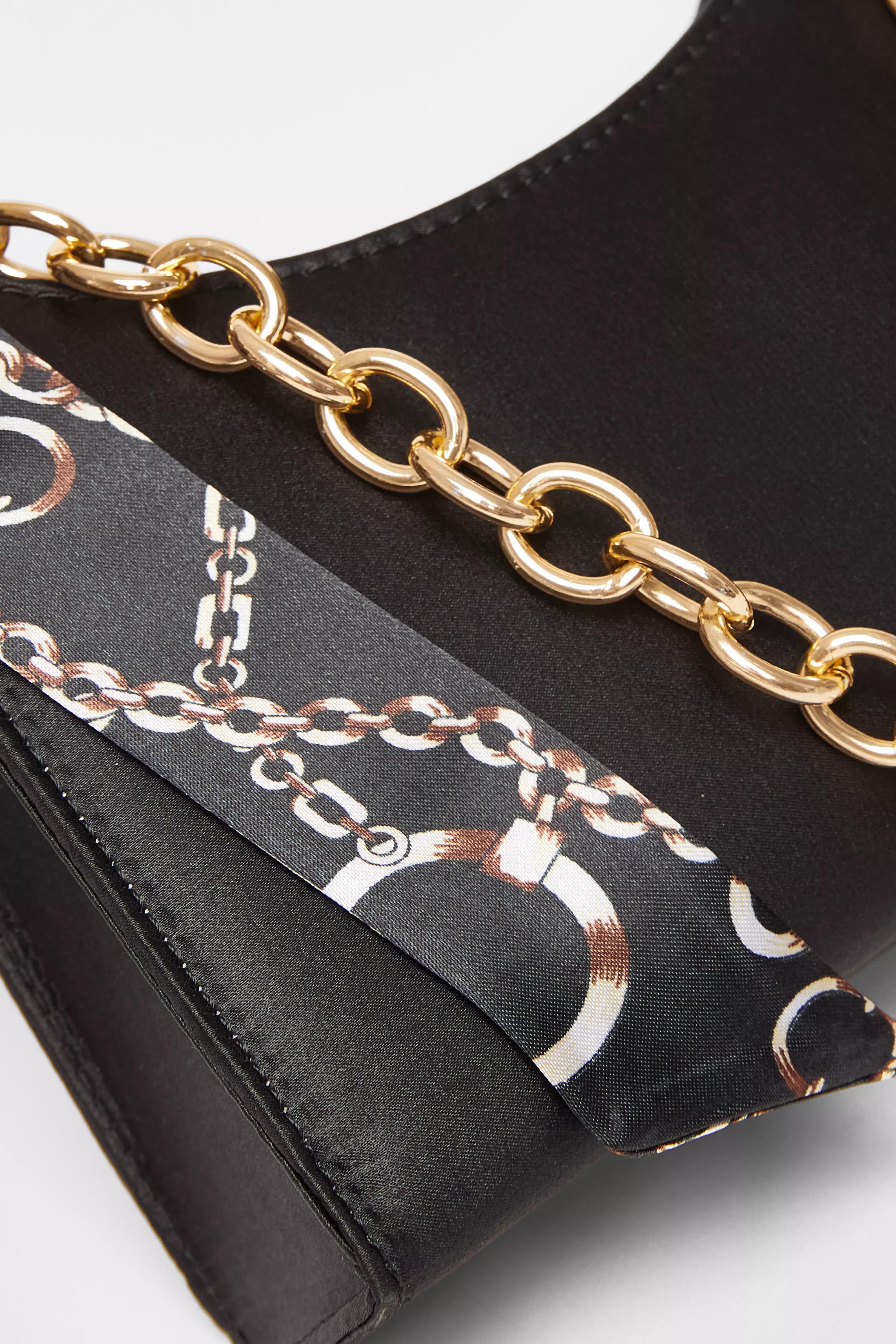 Black Satin Chain Shoulder Bag