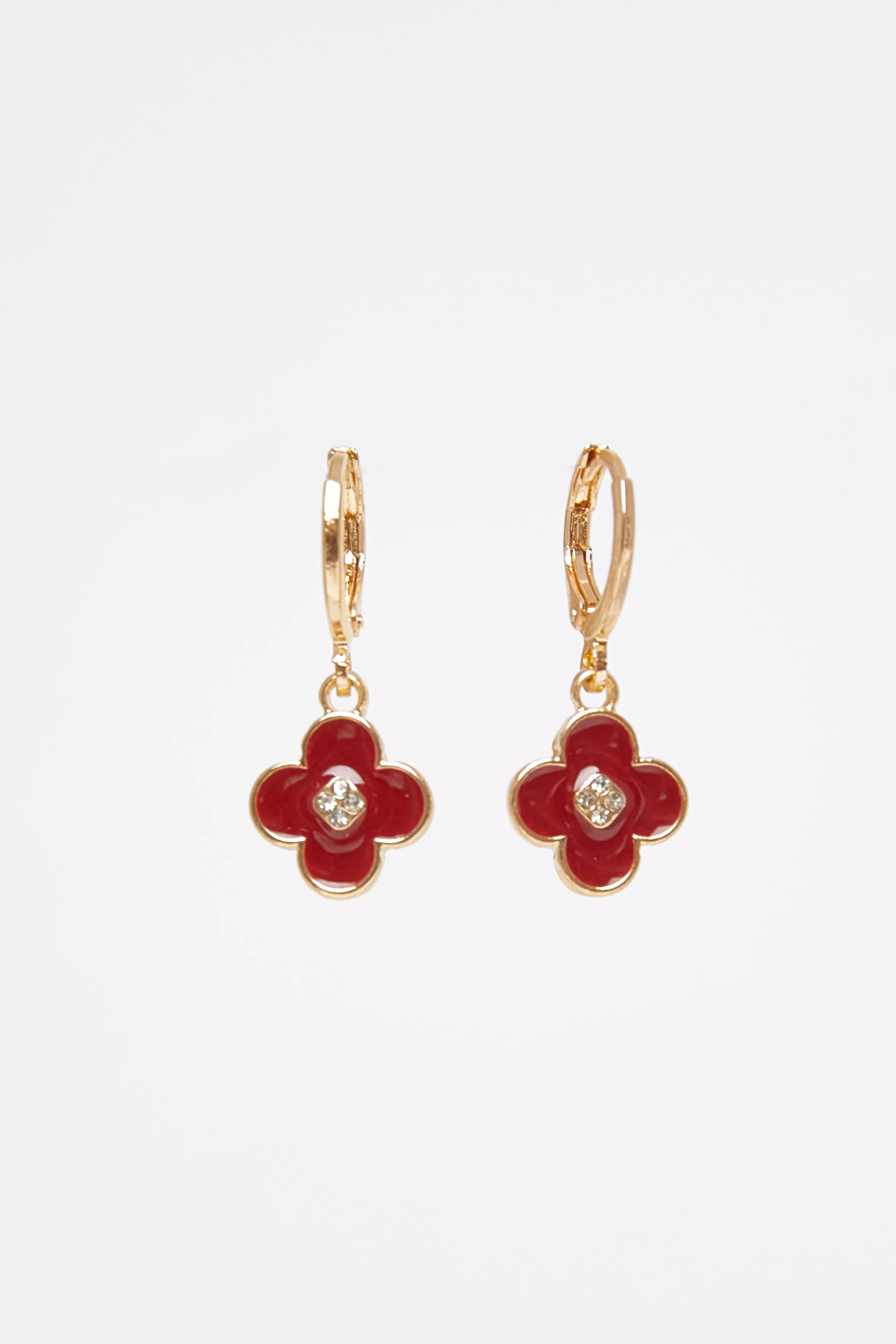 Dark Red Clover Jewellery Set