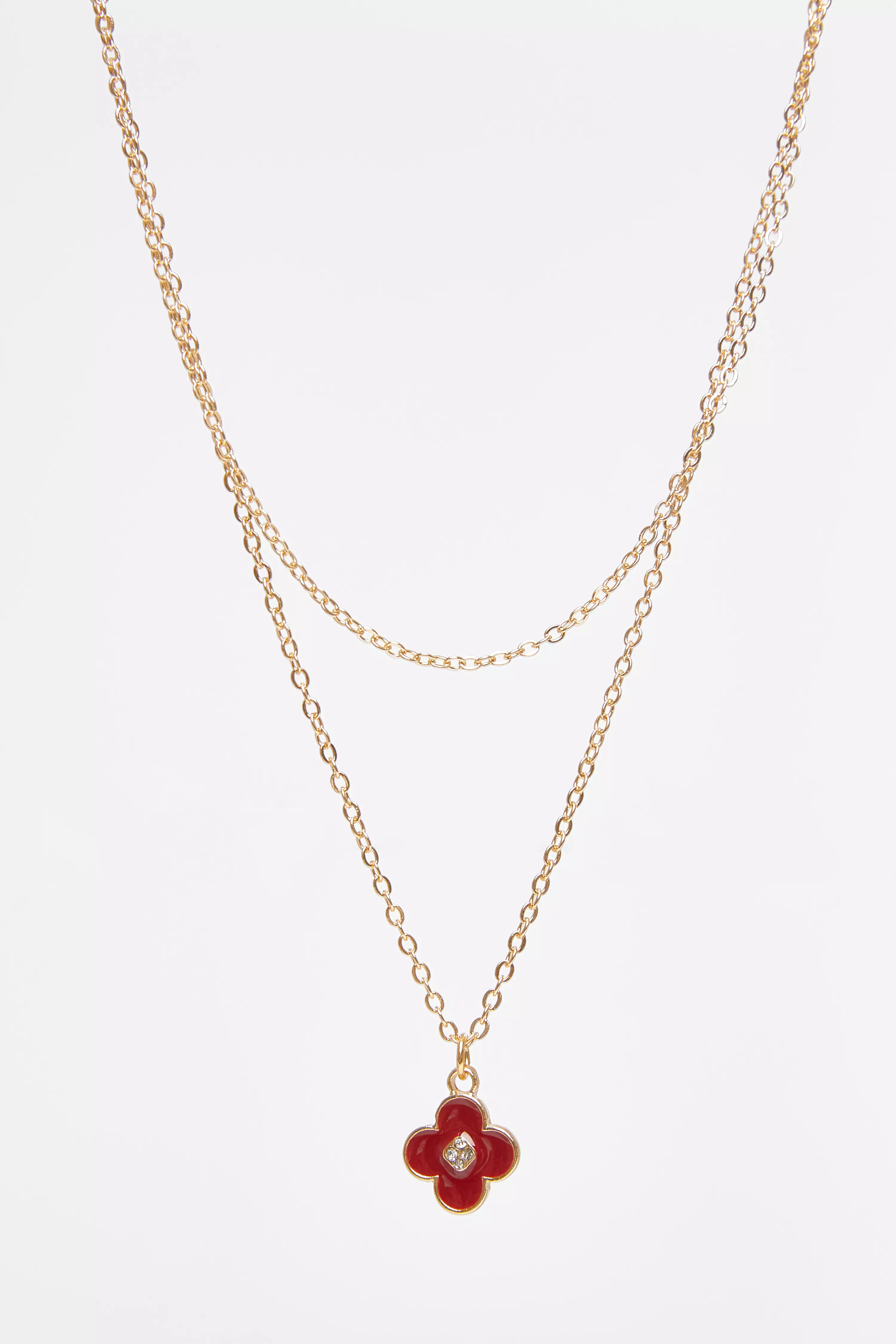 Dark Red Clover Jewellery Set