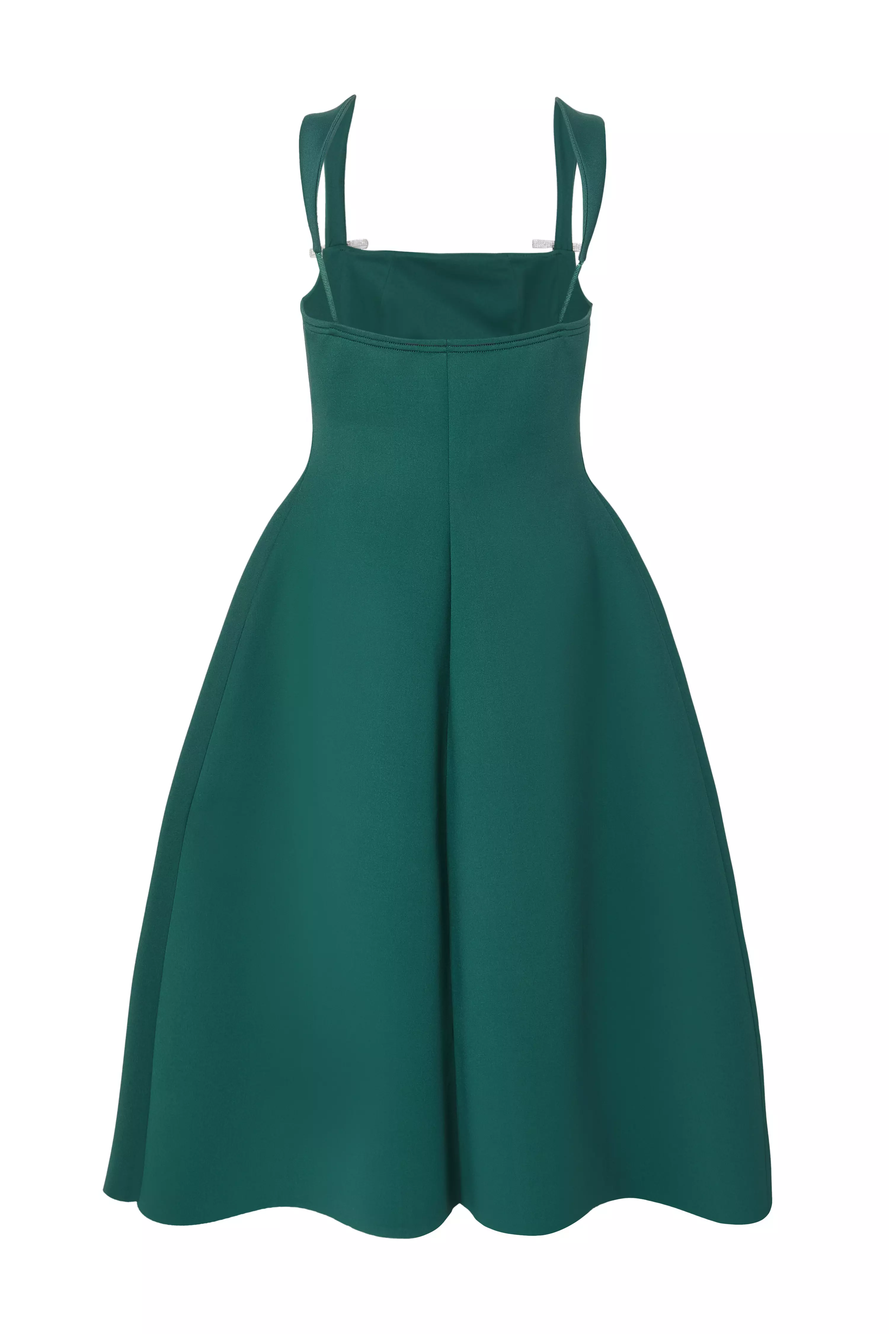 Dark Green Diamante Bow Midi Dress