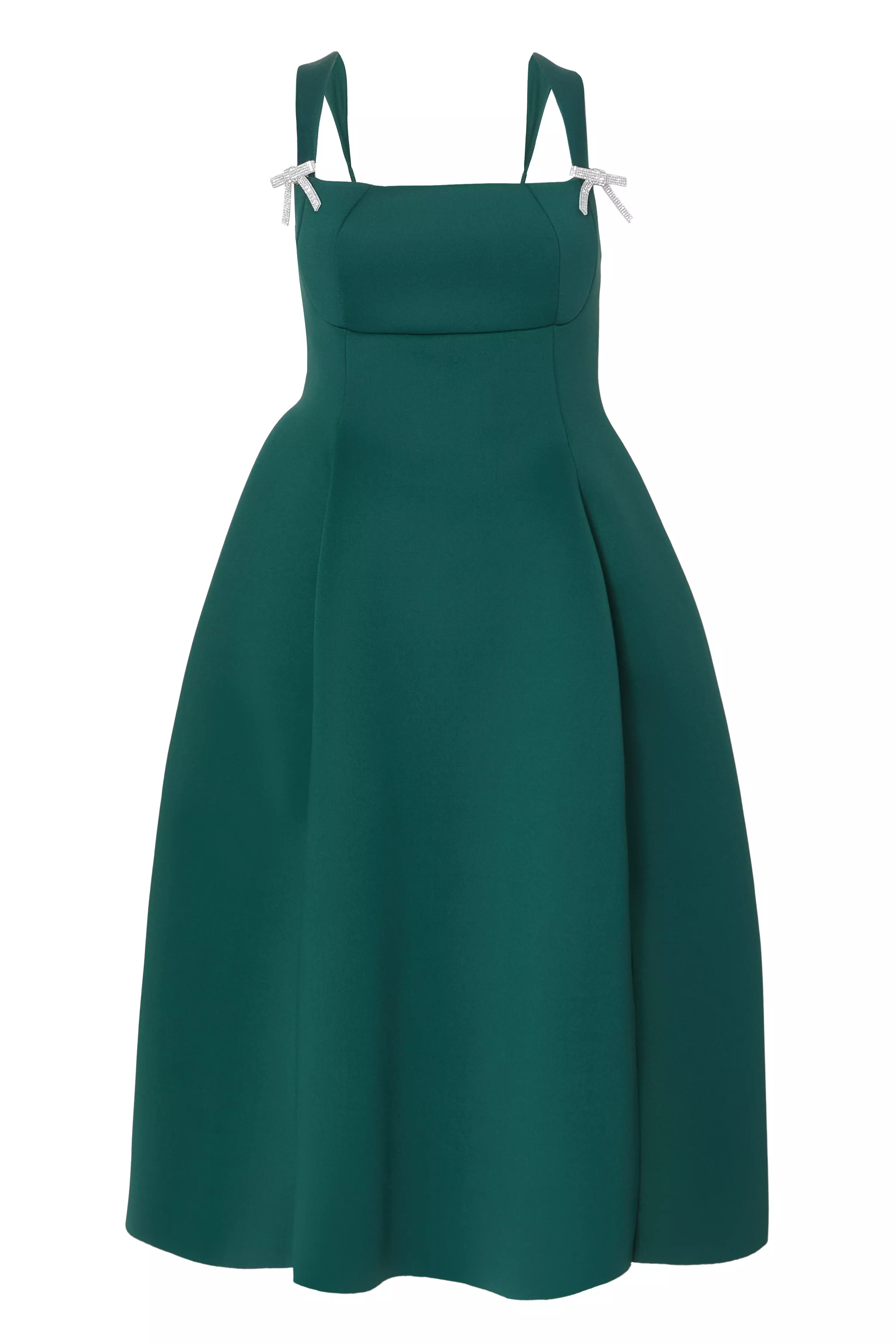 Dark Green Diamante Bow Midi Dress