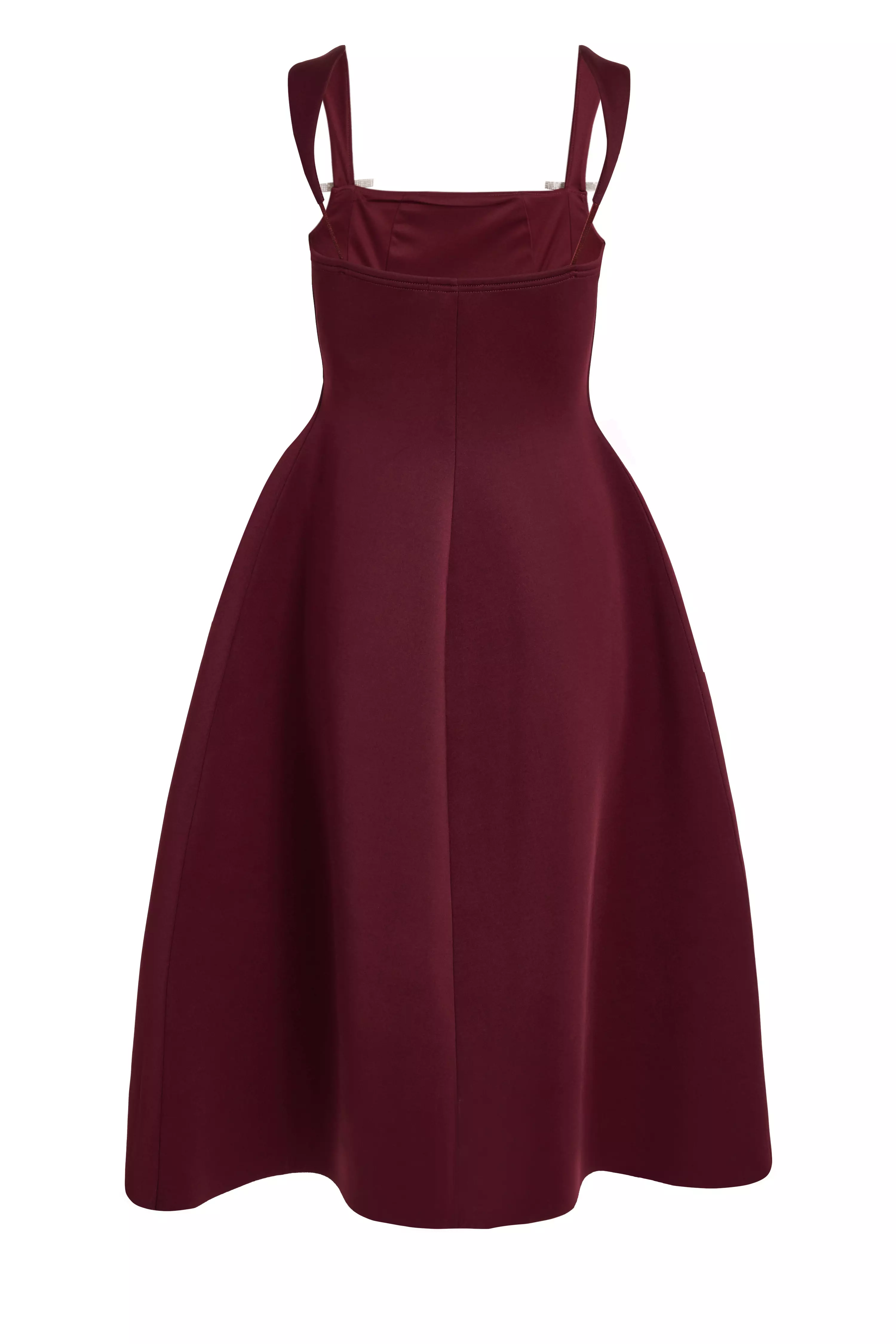 Dark Red Diamante Bow Midi Dress