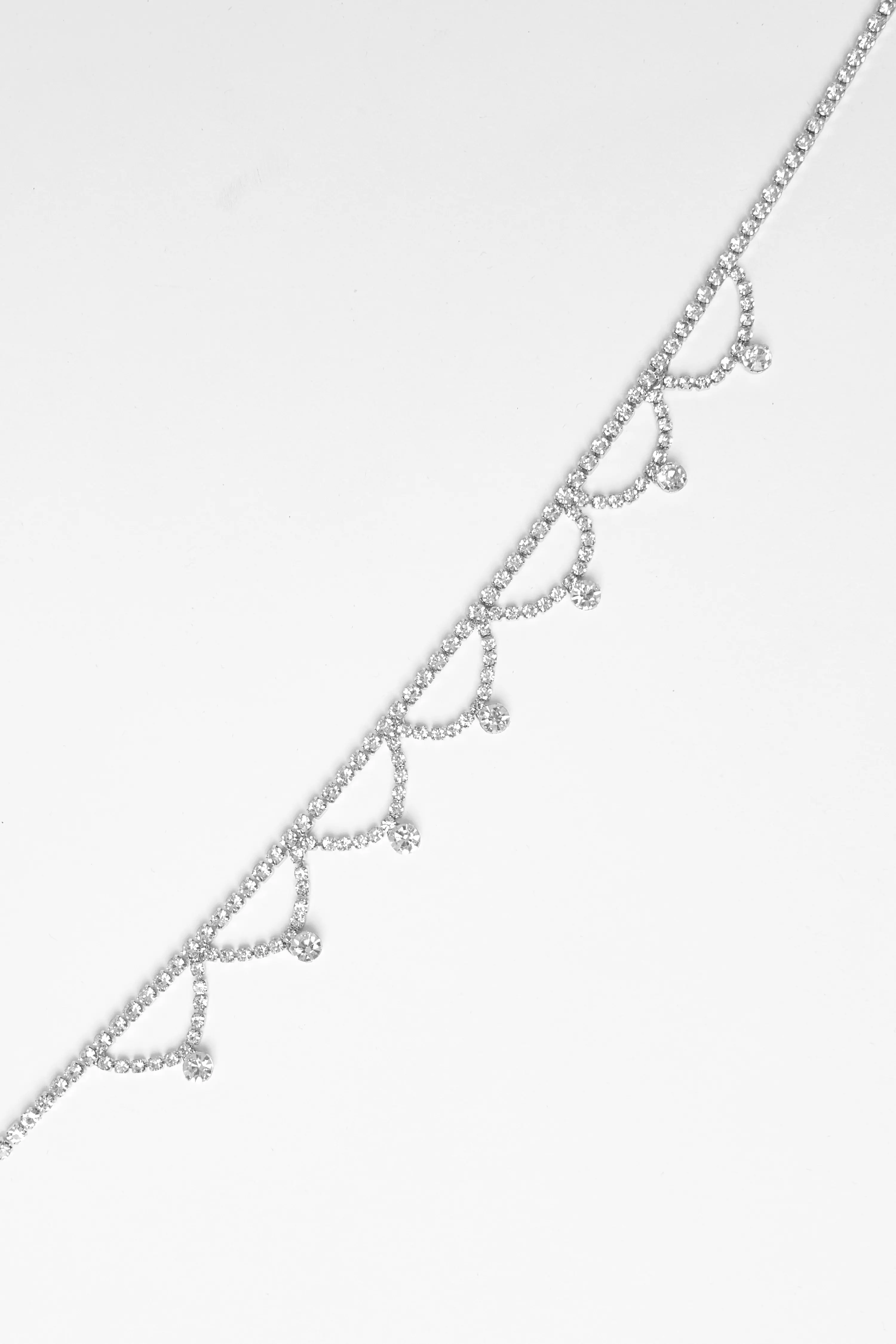 Silver Diamante Scalloped Choker