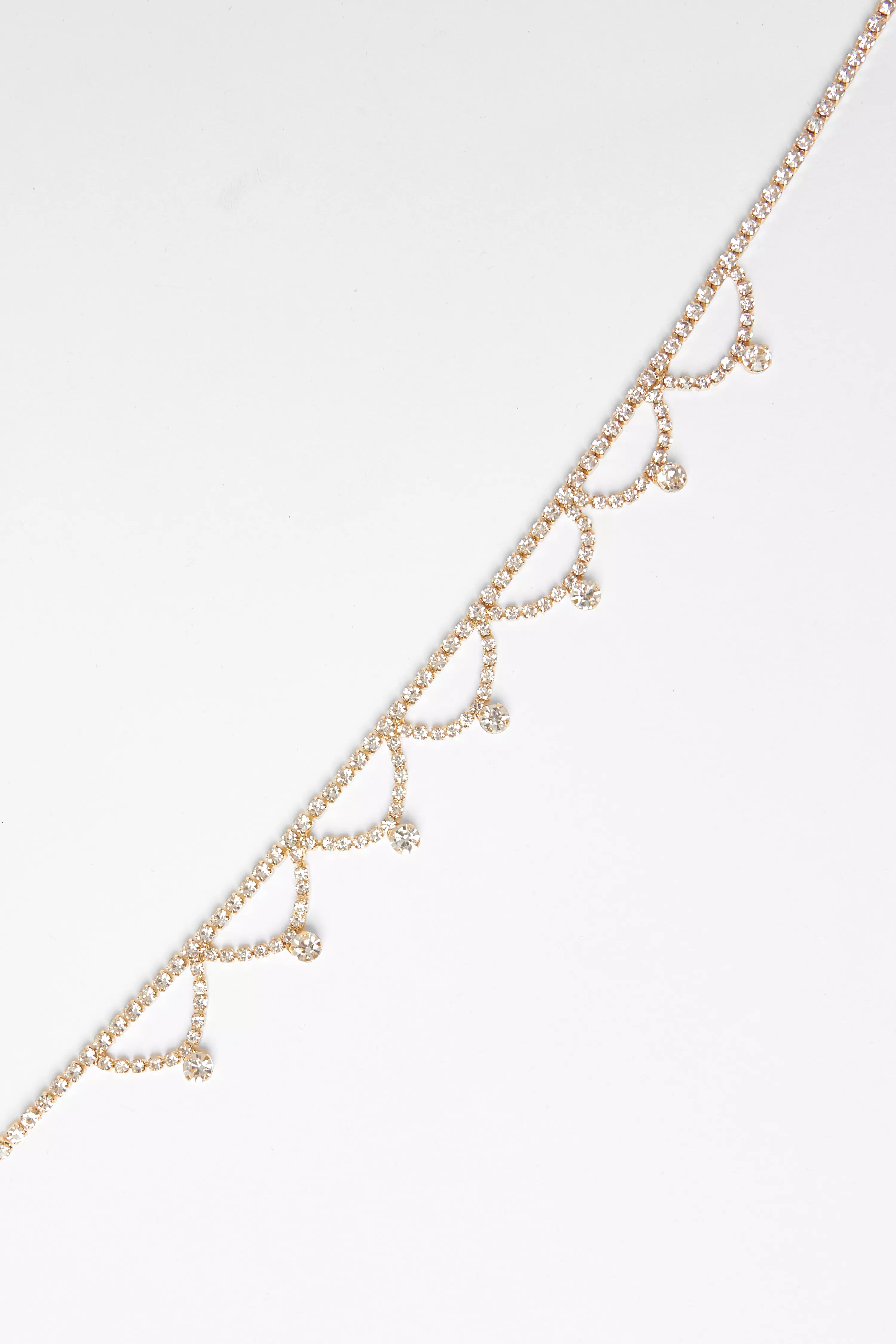 Gold Diamante Scalloped Choker