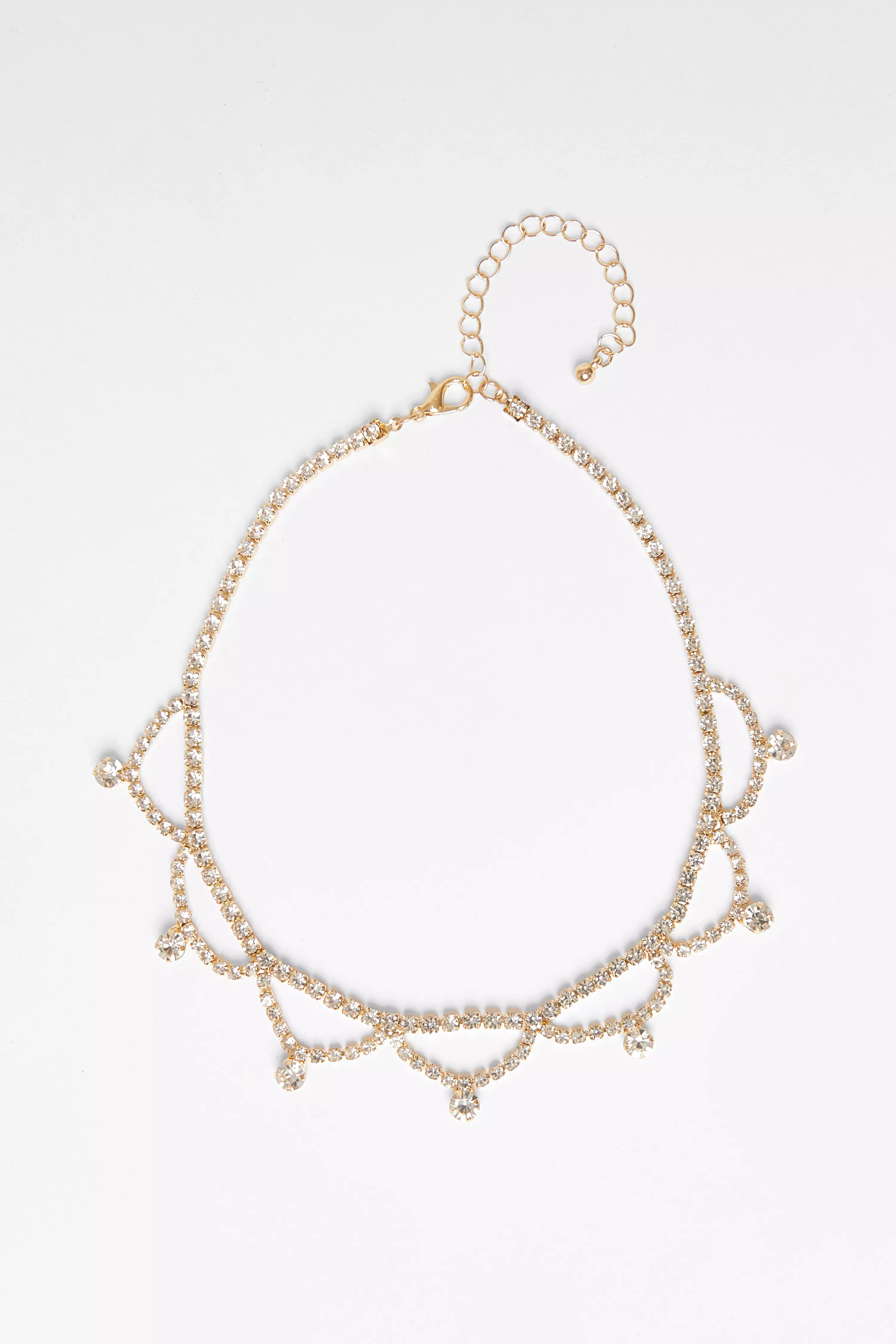Gold Diamante Scalloped Choker