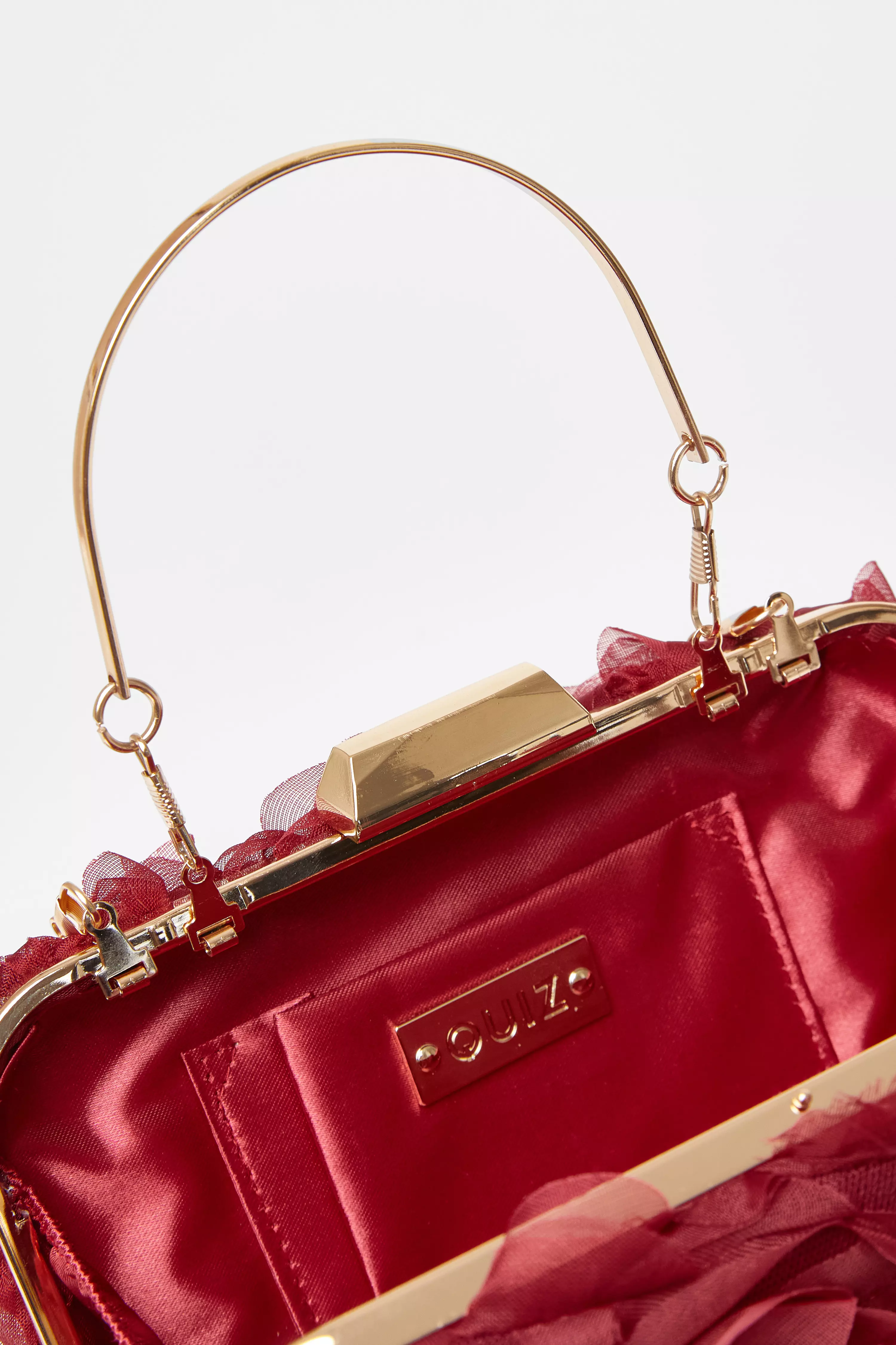 Dark Red Organza Rose Box Bag