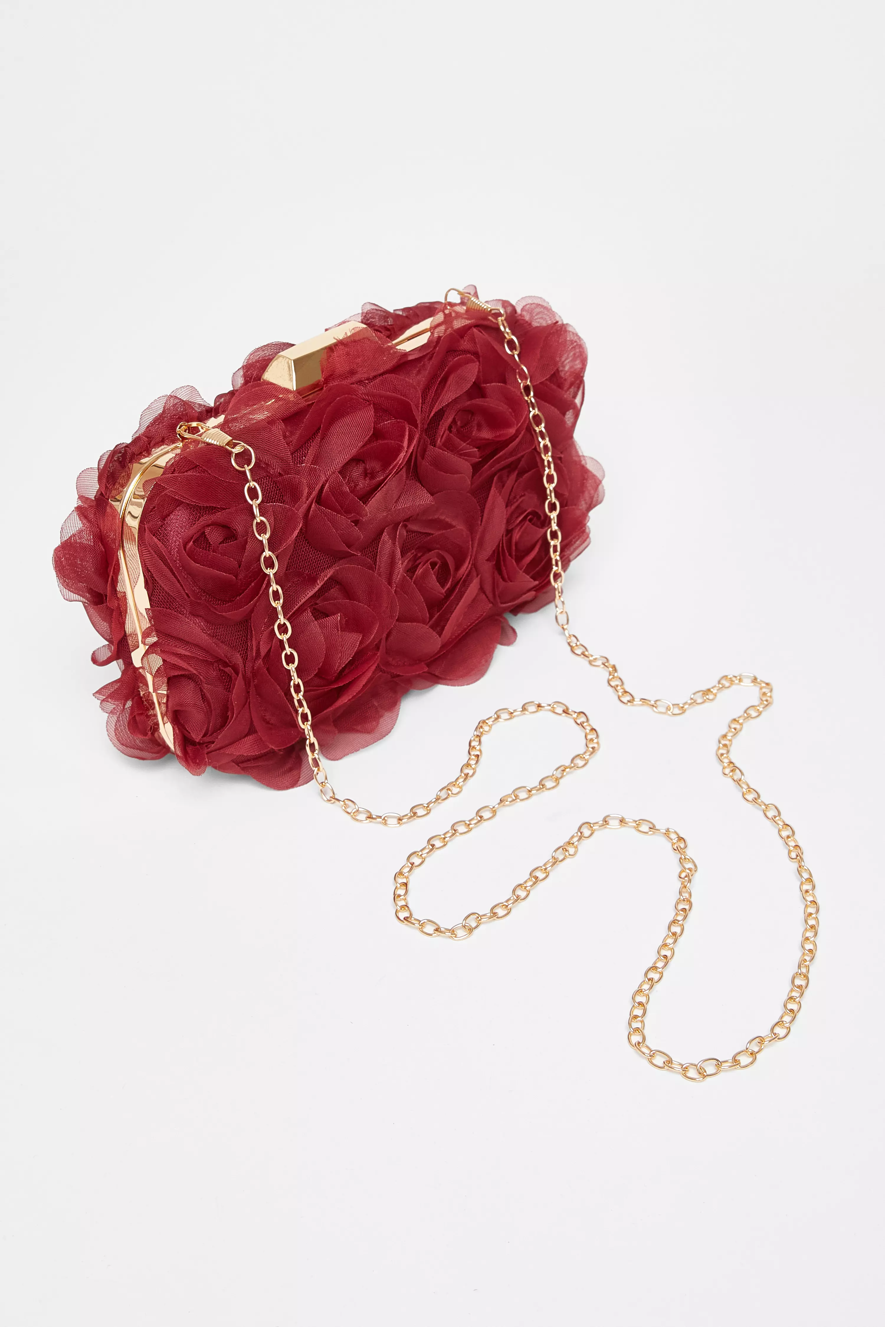 Dark Red Organza Rose Box Bag