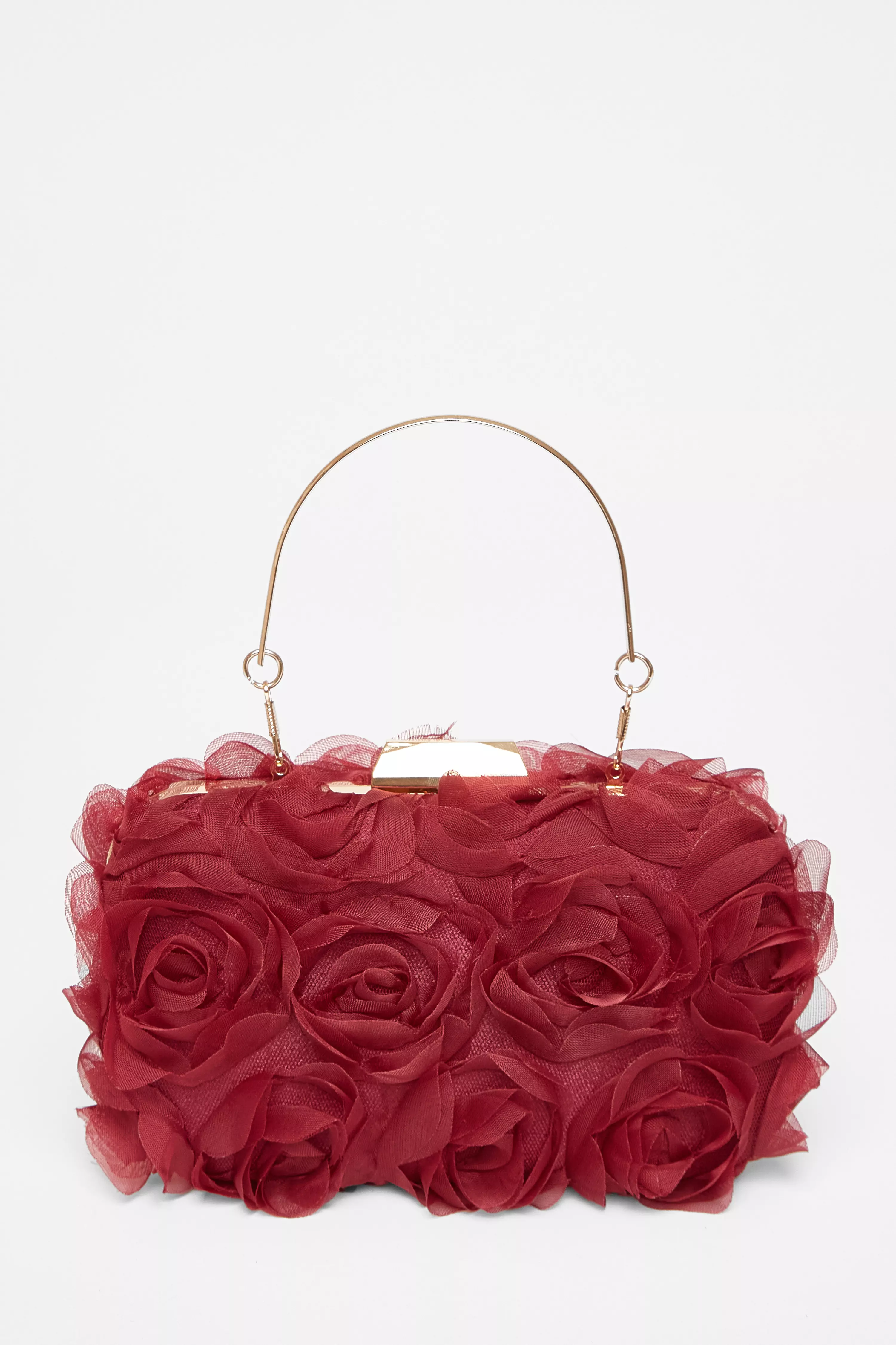 Dark Red Organza Rose Box Bag
