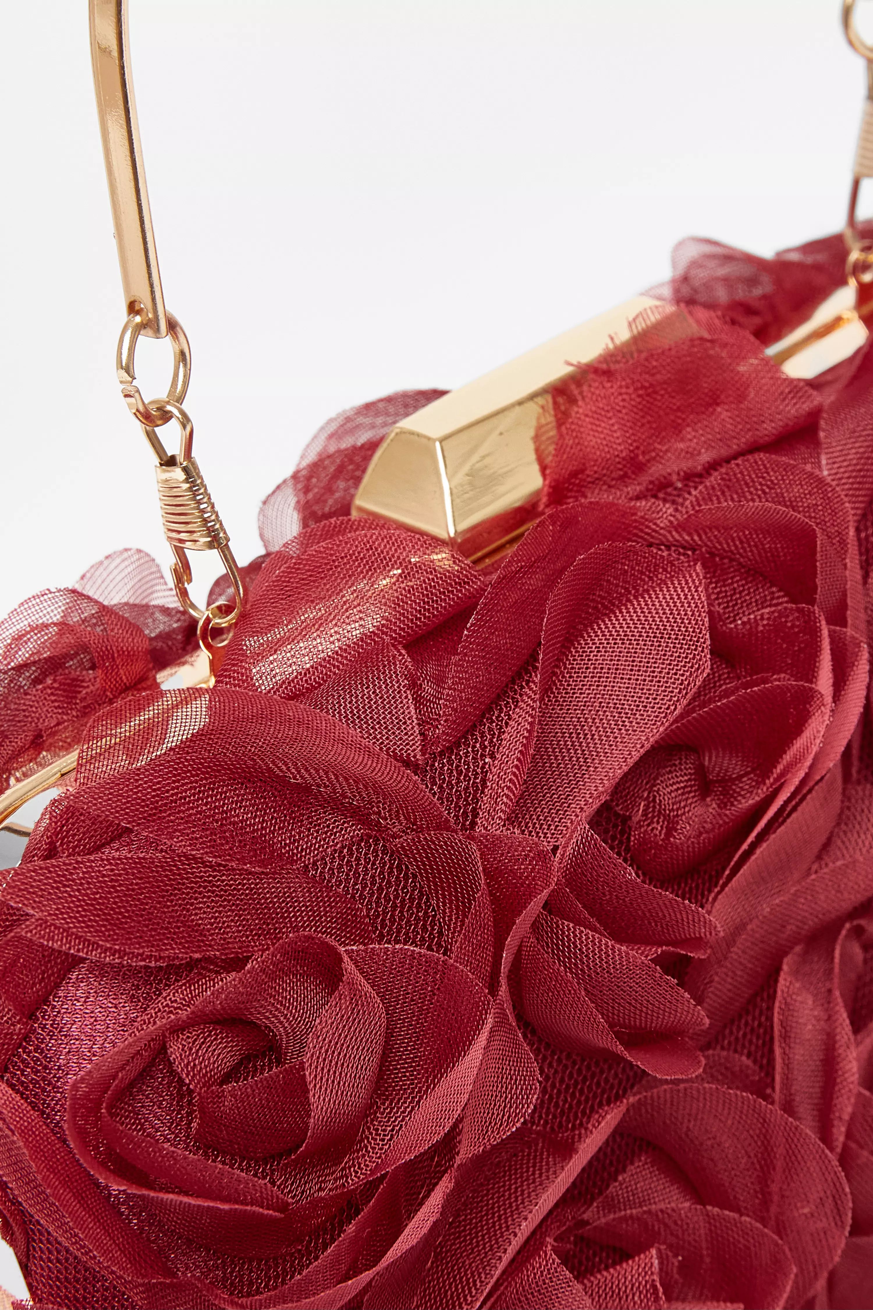 Dark Red Organza Rose Box Bag