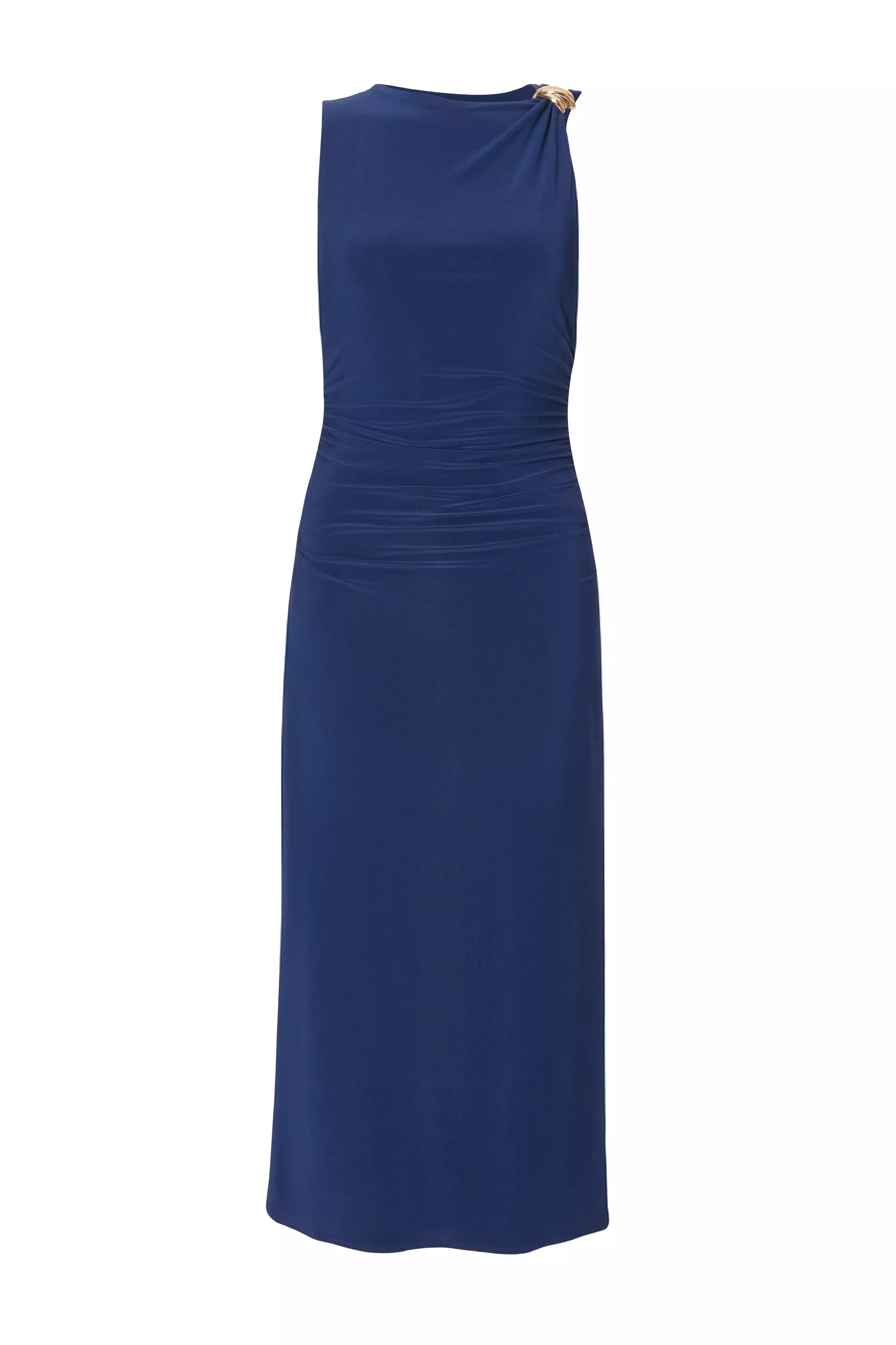 Petite Navy Gold Buckle Midaxi Dress