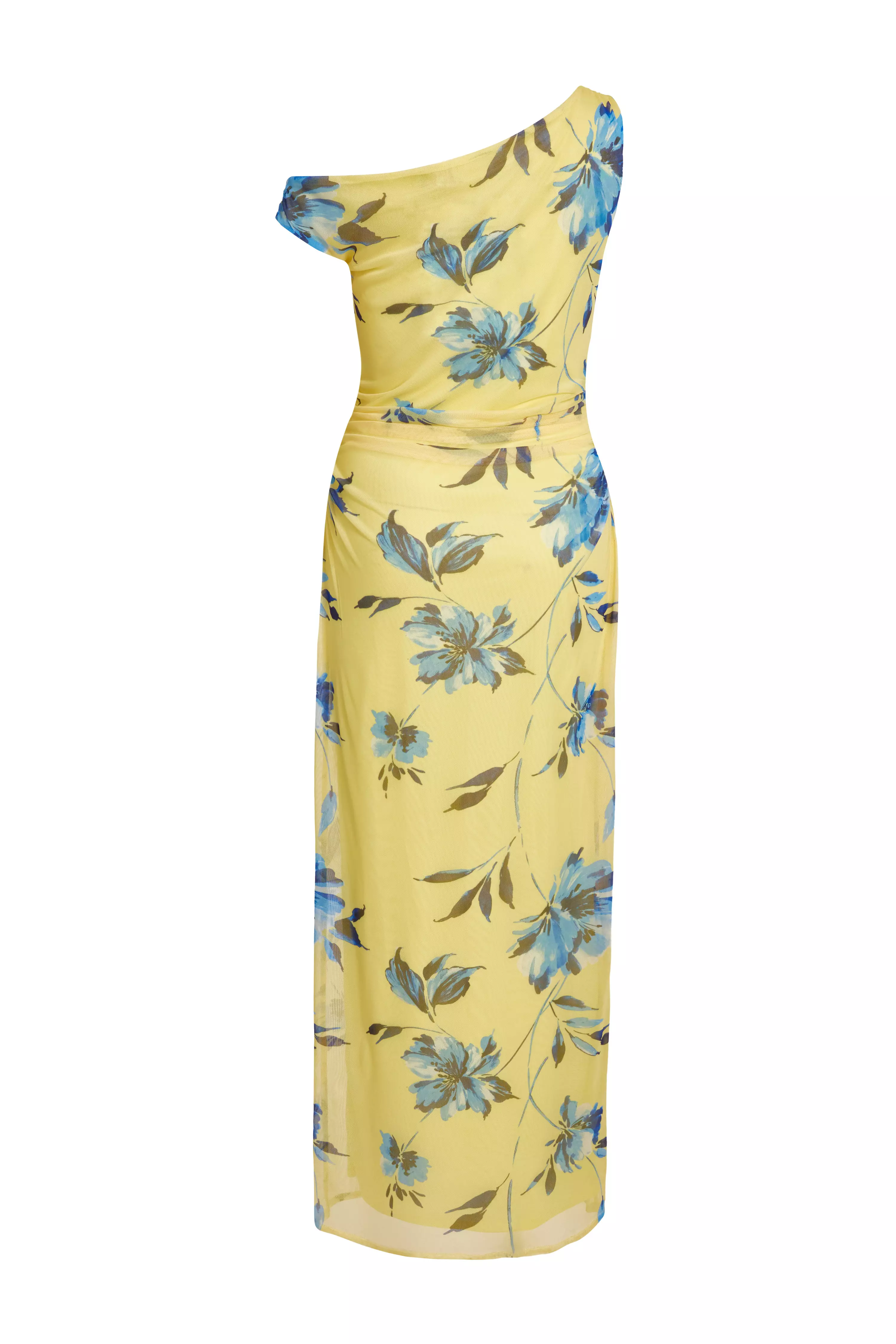 Lemon Floral Drop Sleeve Midaxi Dress