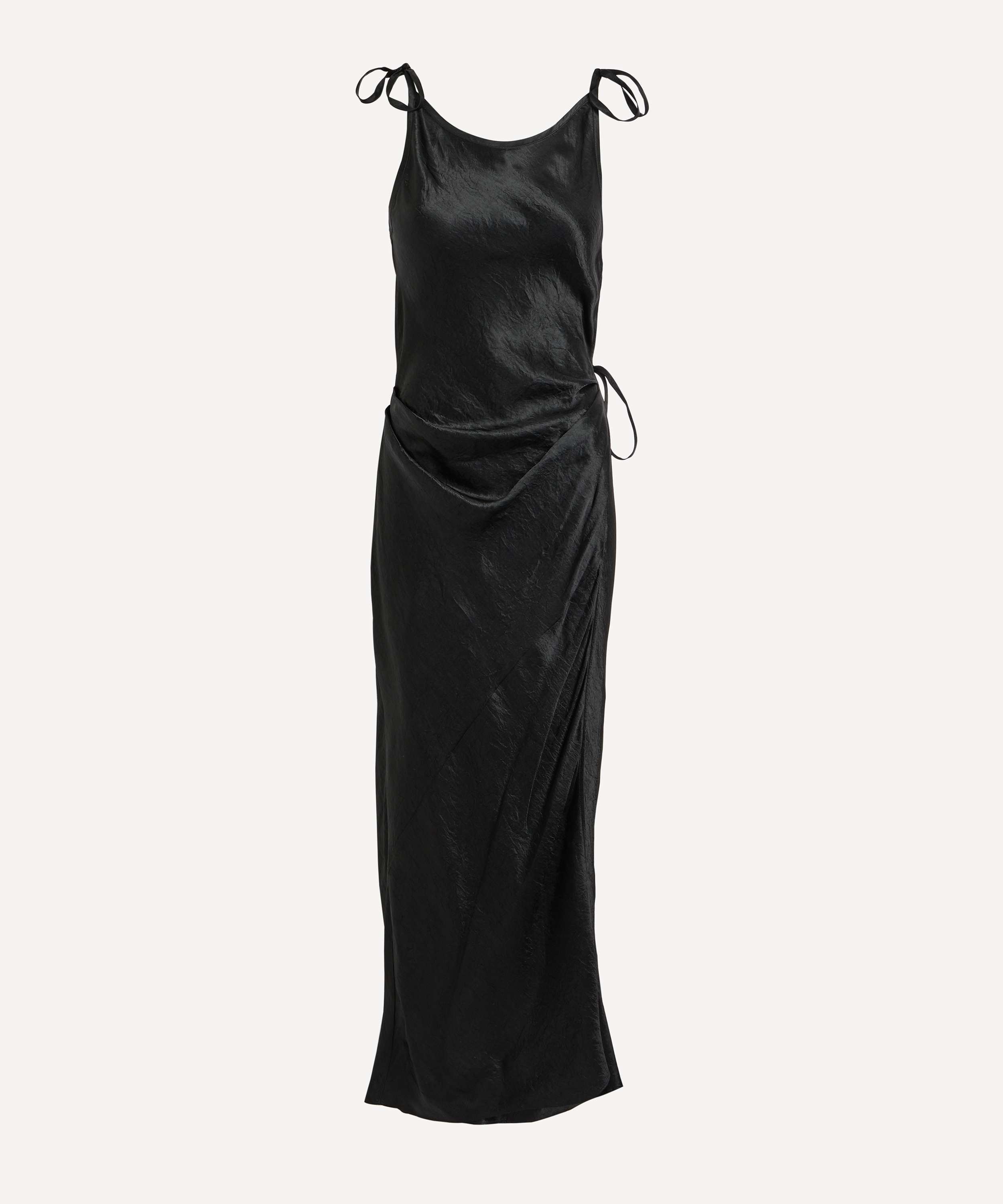 emma stone looks stunning in grey velvet cowl neck dress as she