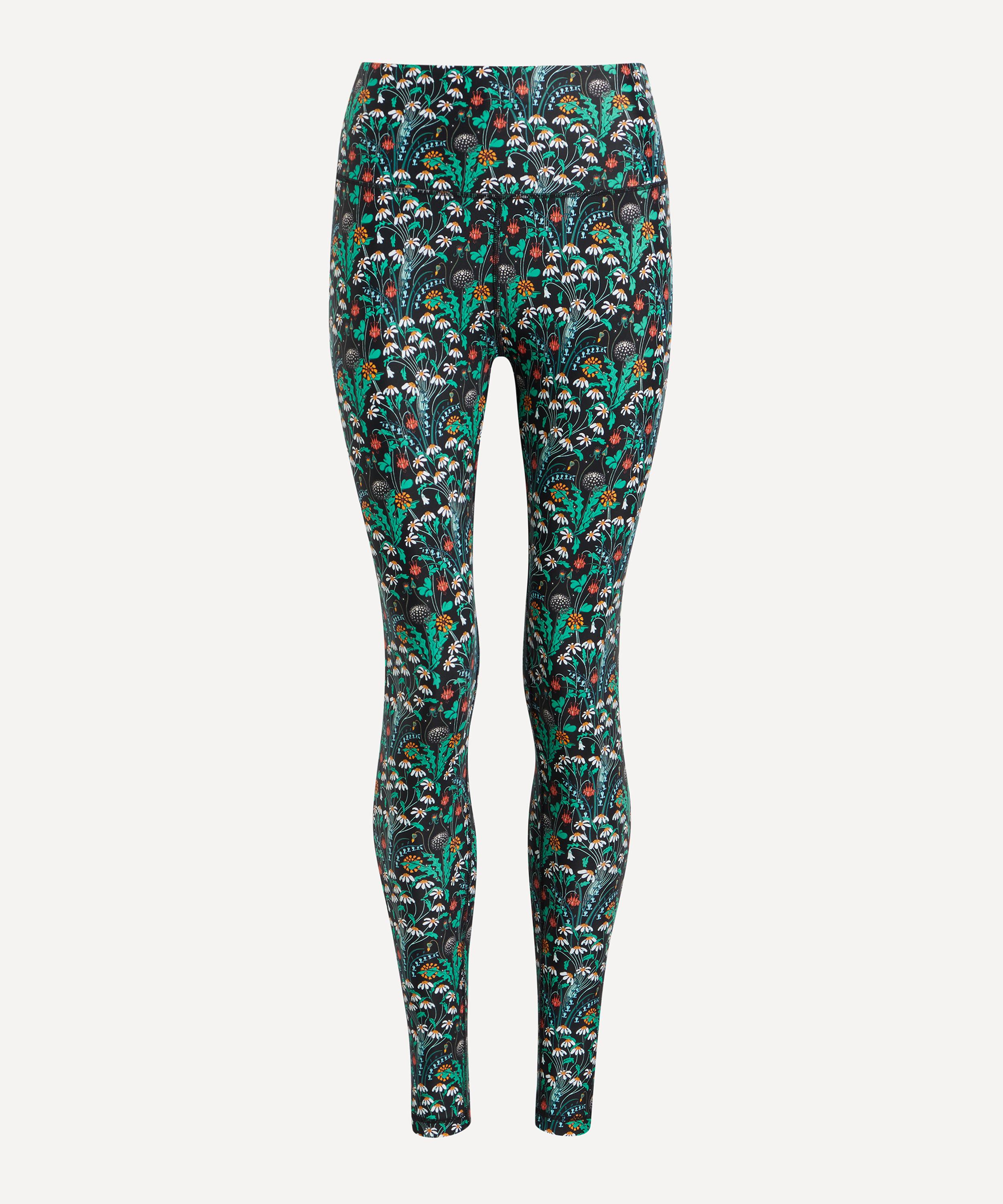 Evolution and Creation Floral Stretch Leggings Silky High Rise Crop Pants  Grey