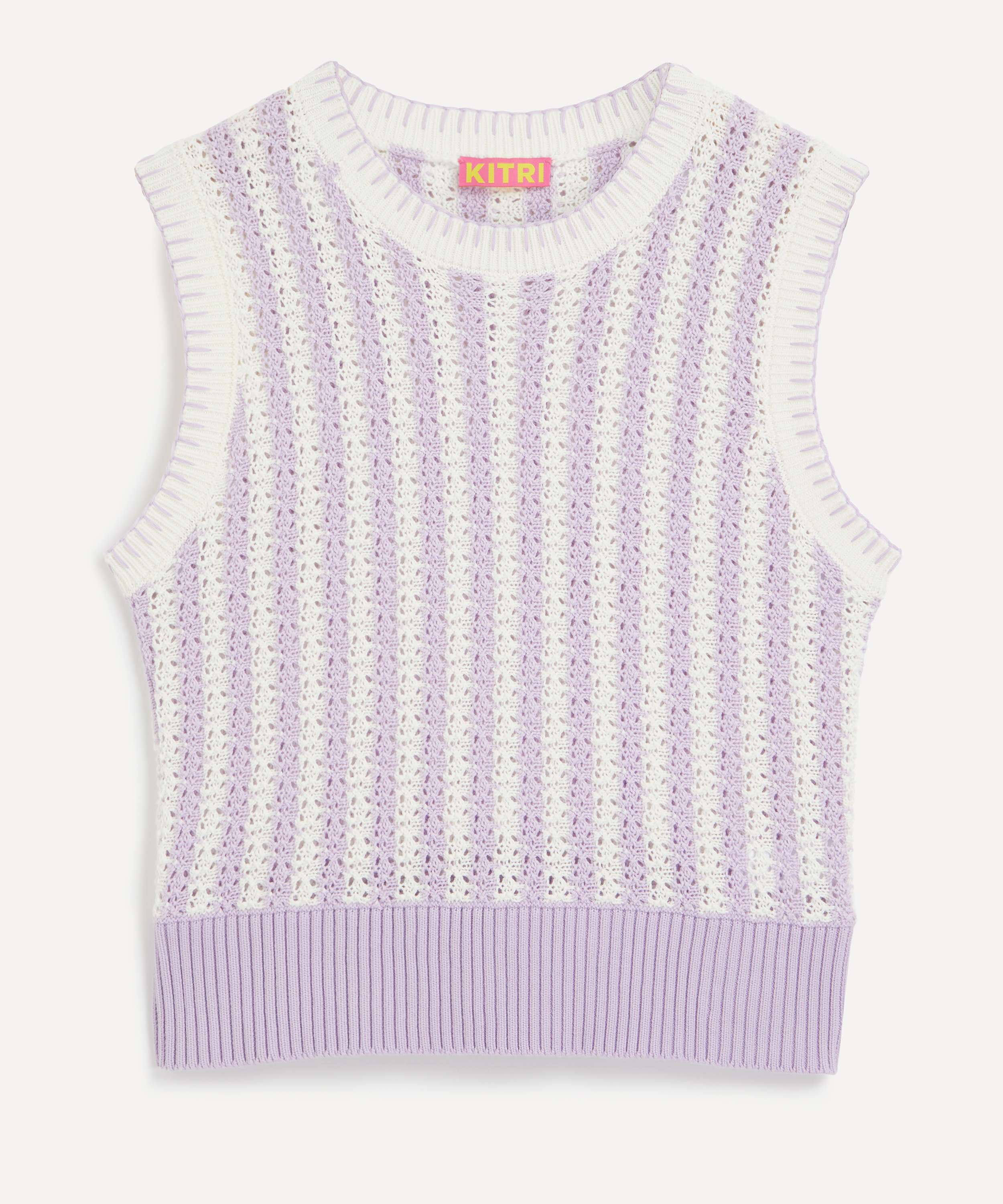 Story Mfg. Tea Crochet-knit Cotton Vest - Purple Georgian