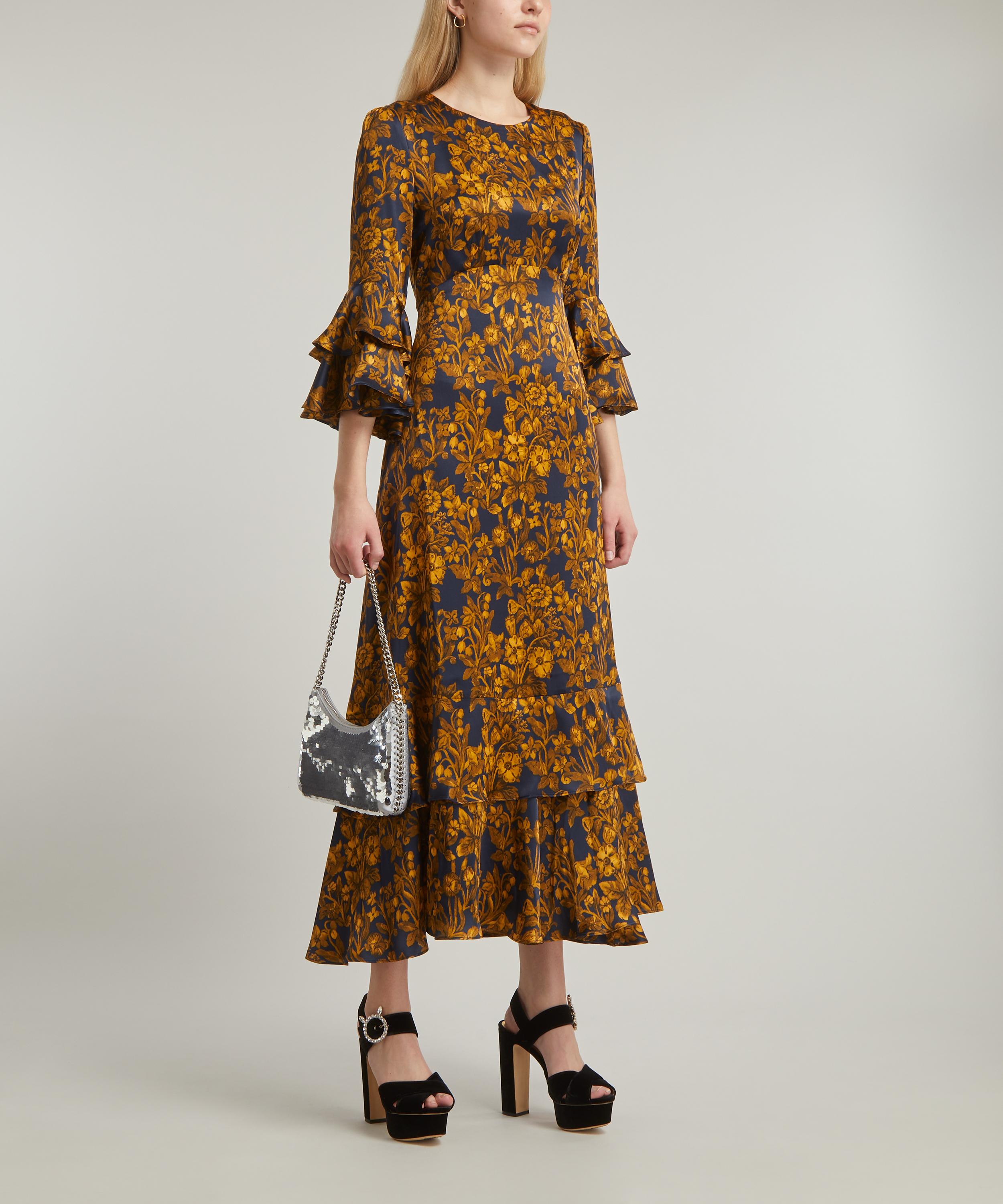 Floral Print Hammered Silk Midi Dress – Borrowed From