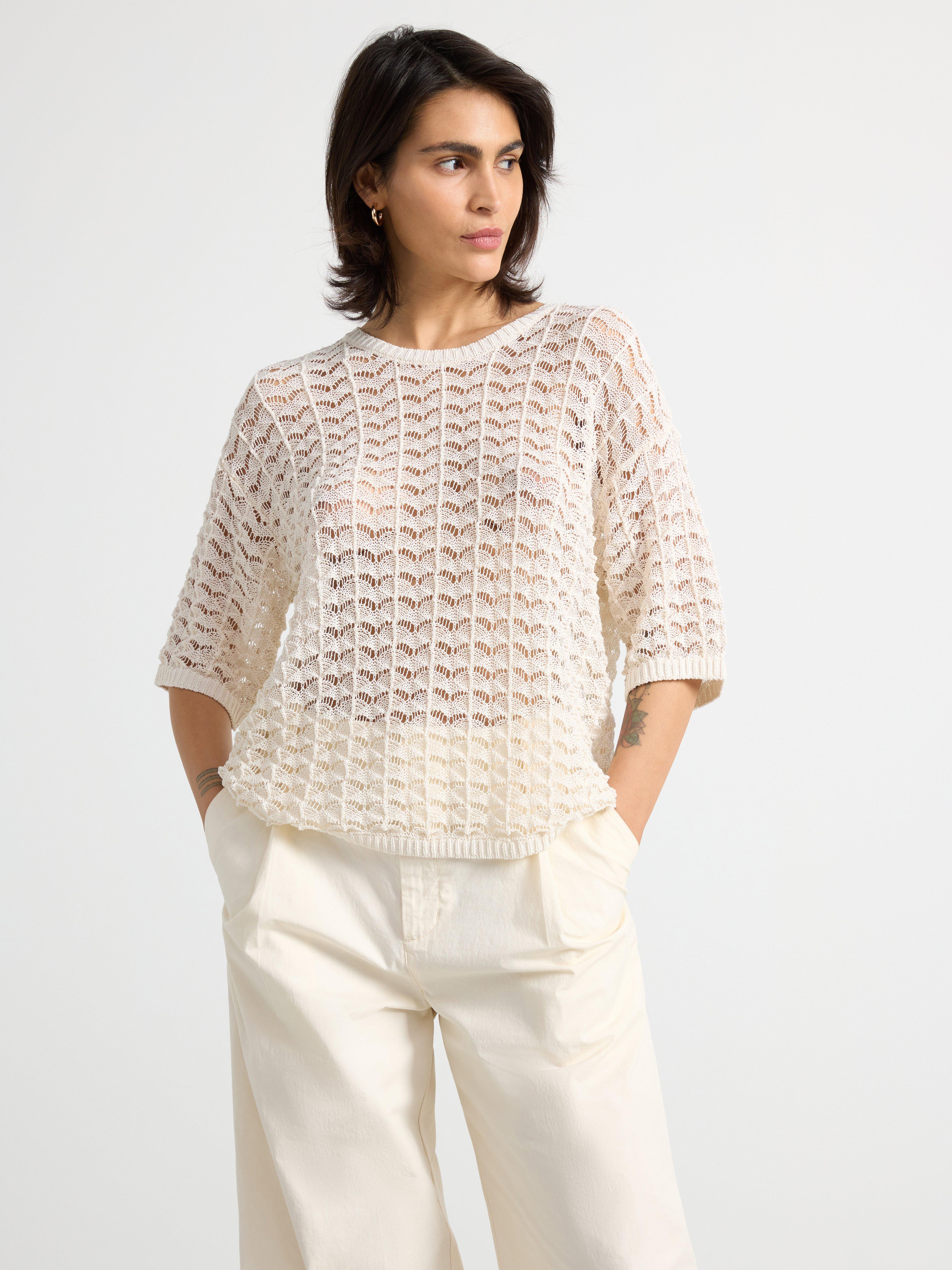 Hole In One Sheer Pointelle Knit Sweater