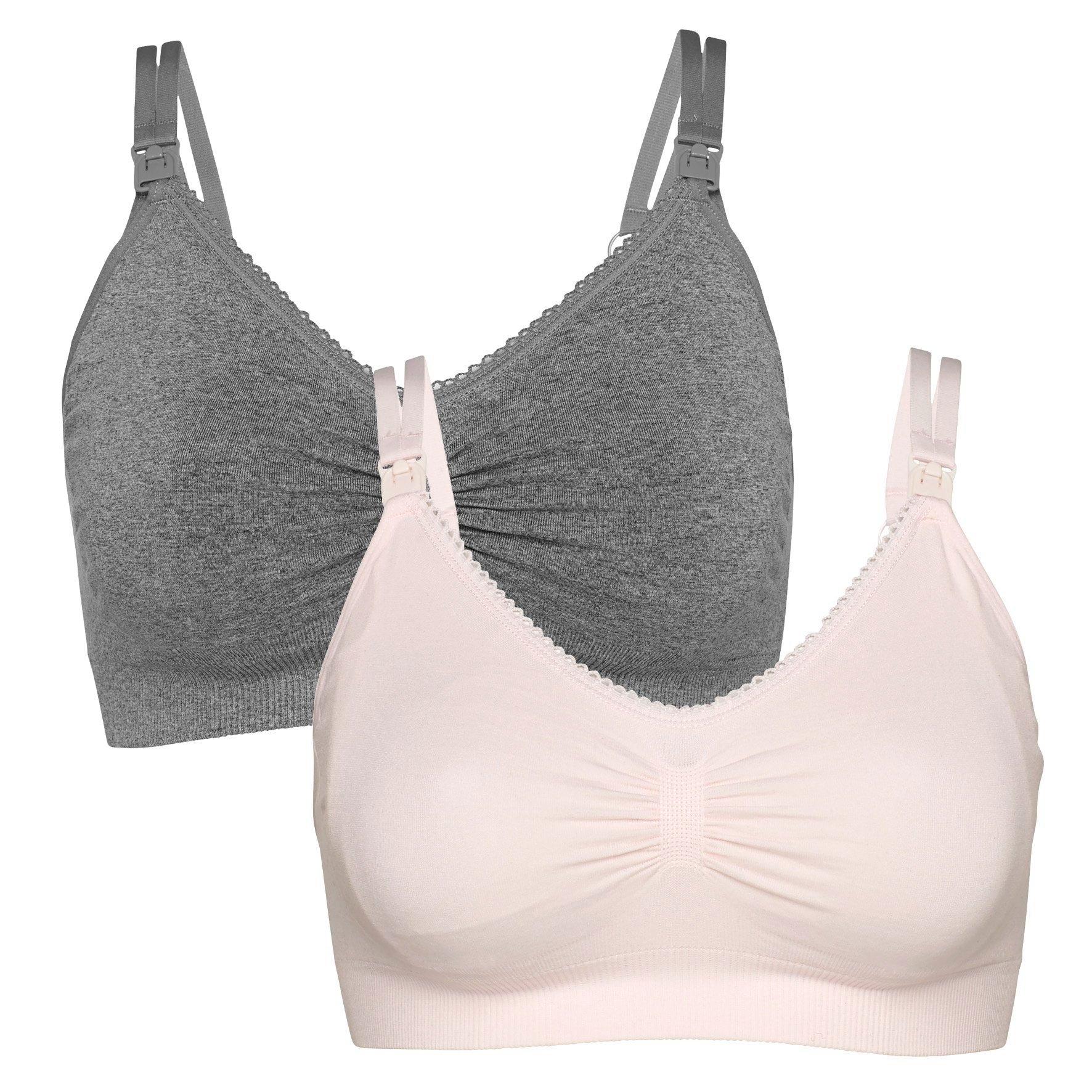 MATERNITY Lindex Mom 2 pack seamless nursing bras in maroon and dusty pink  SMALL