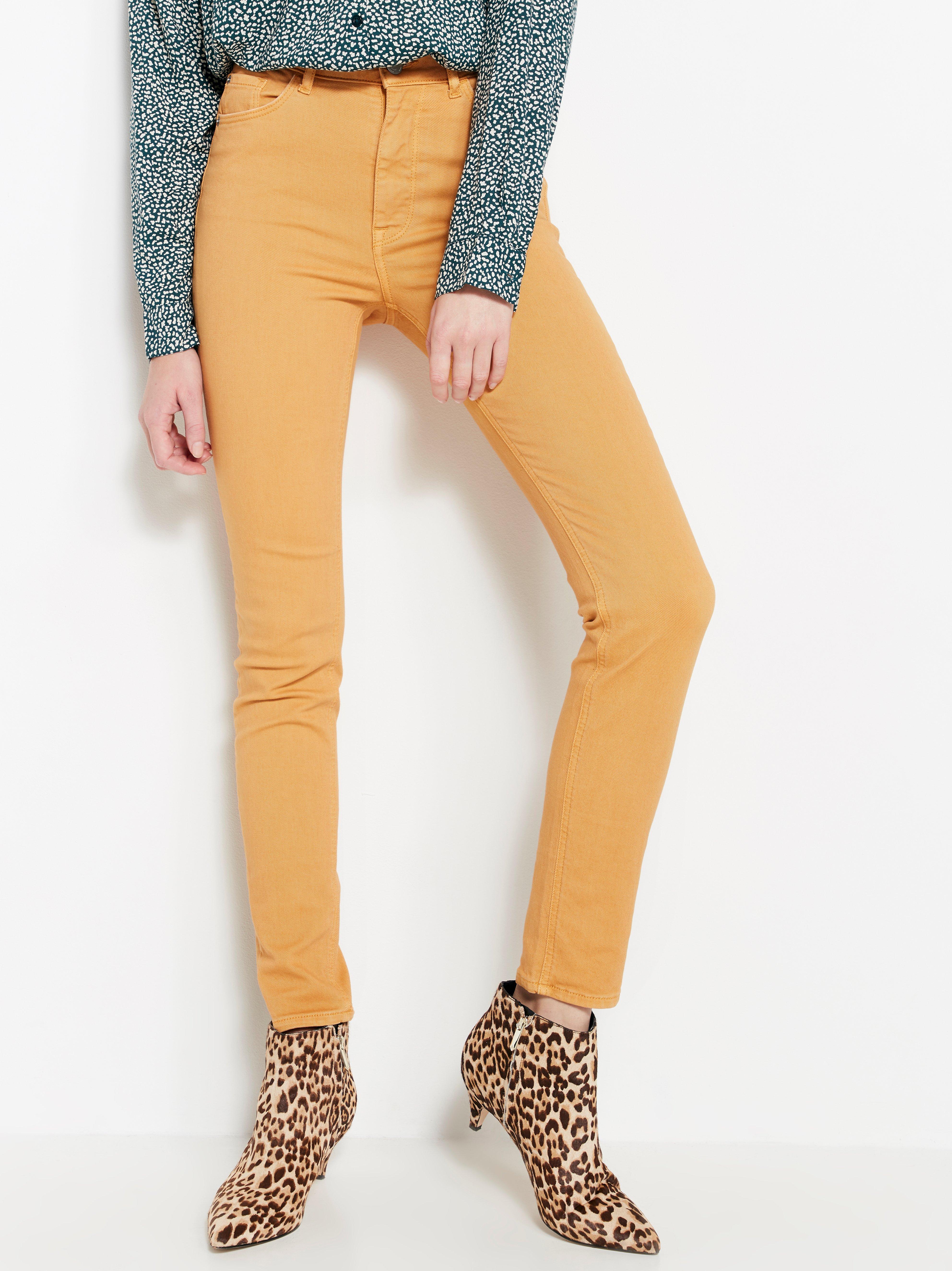 yellow high waisted jeans