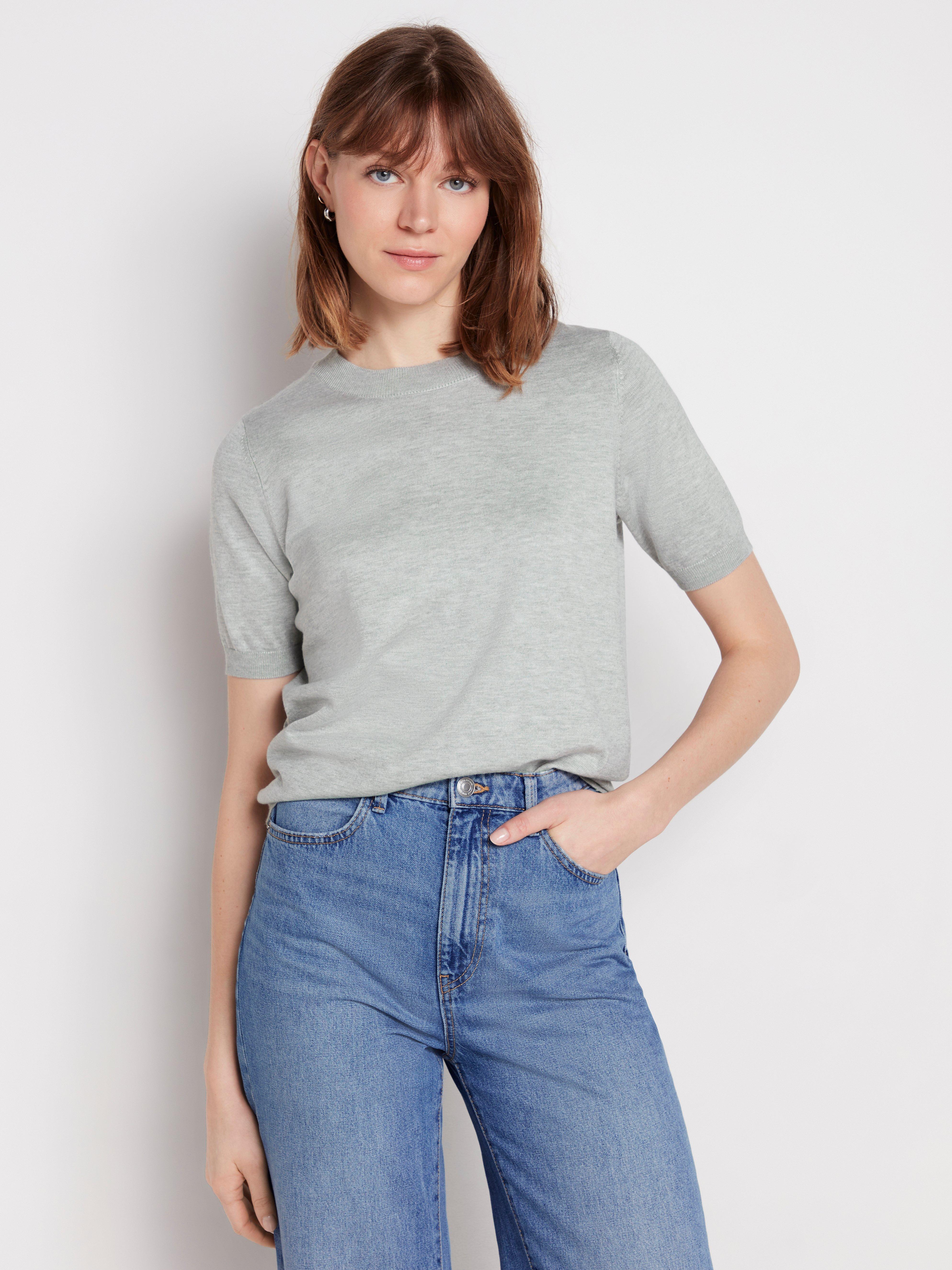 Grey short hot sale sleeve jumper