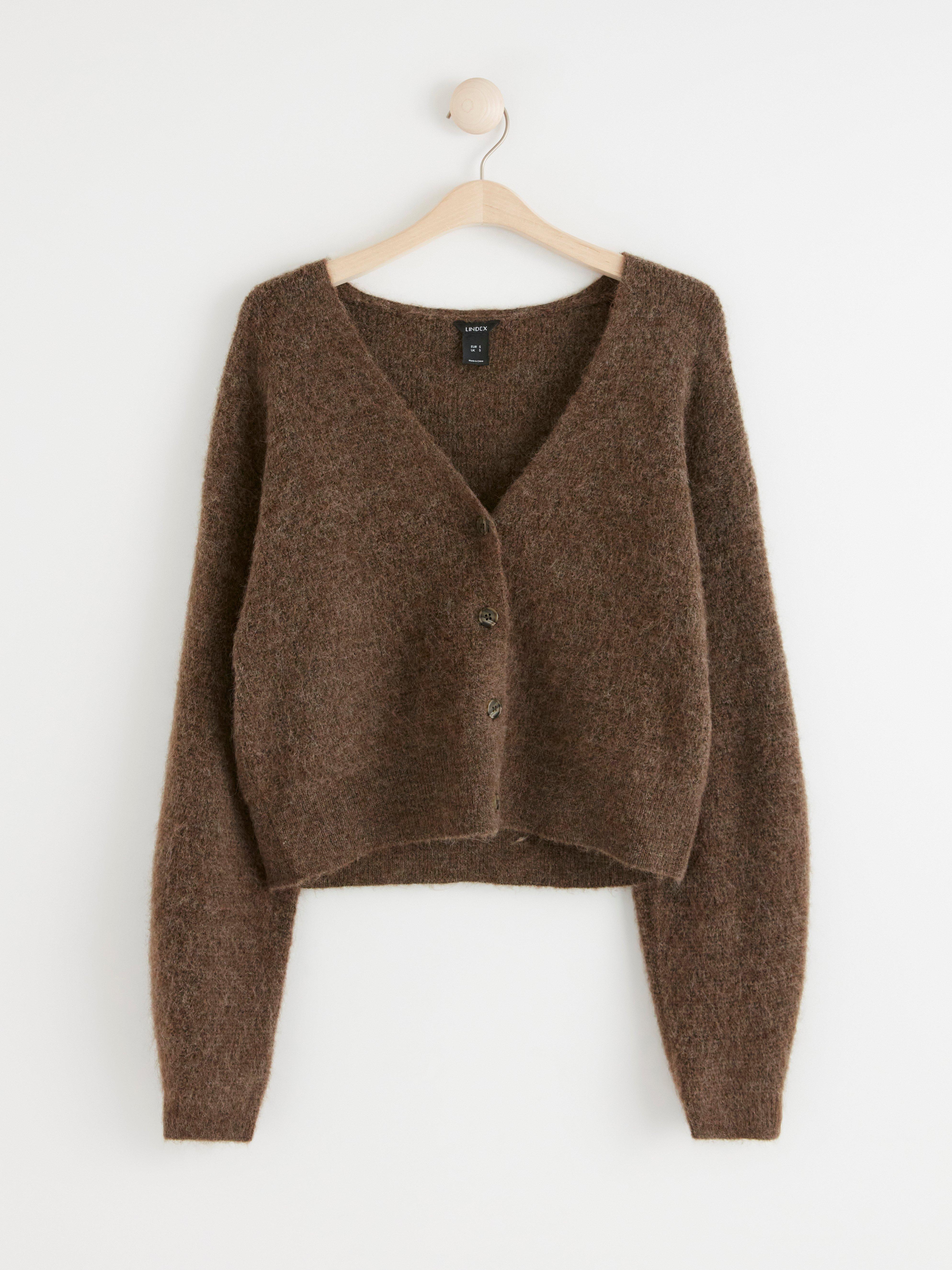 cropped wool alpaca blend cardigan