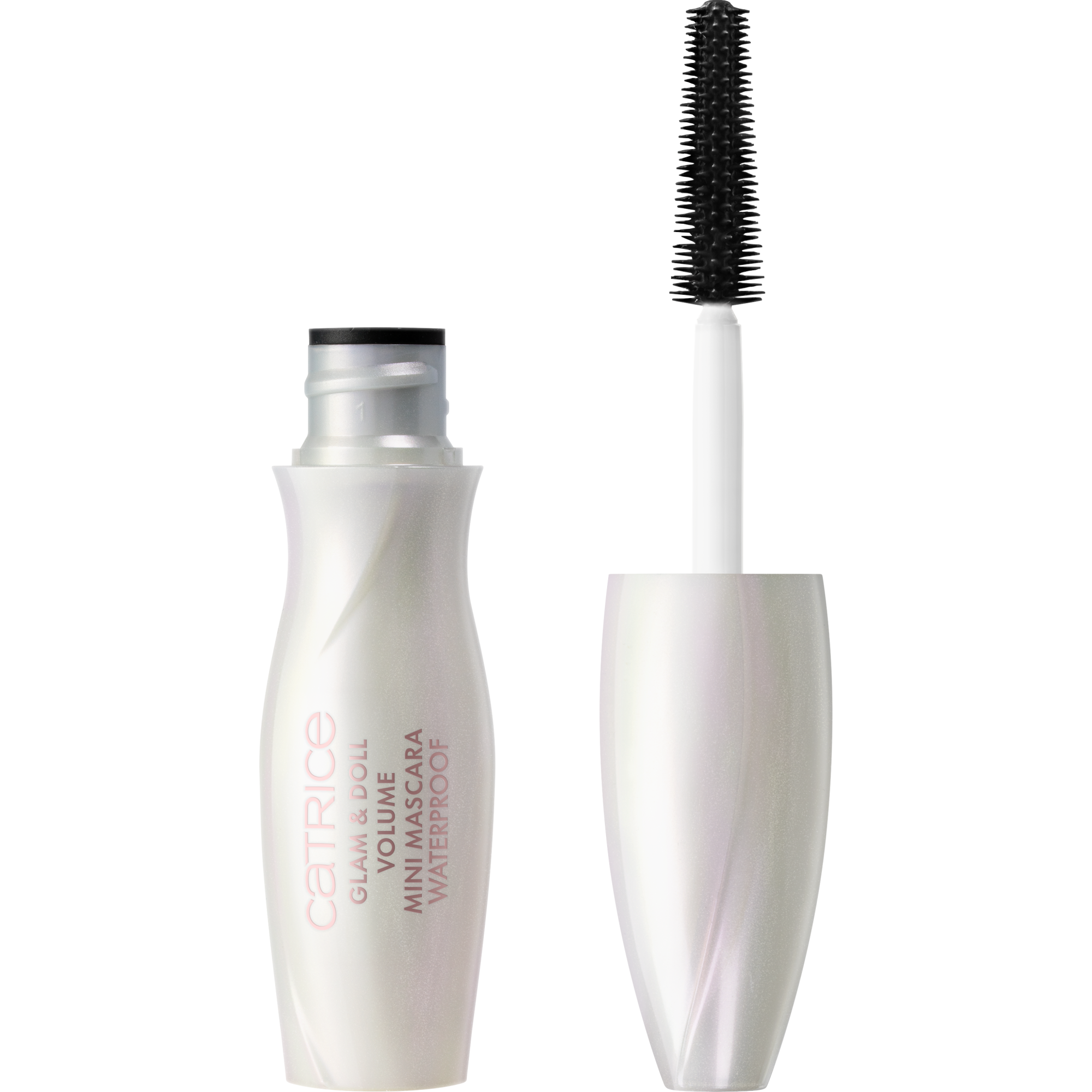 Glam & Doll Volume máscara de pestañas voluminizadora resistente al agua mini – Product Front View Full Open - Product item 1 of 3