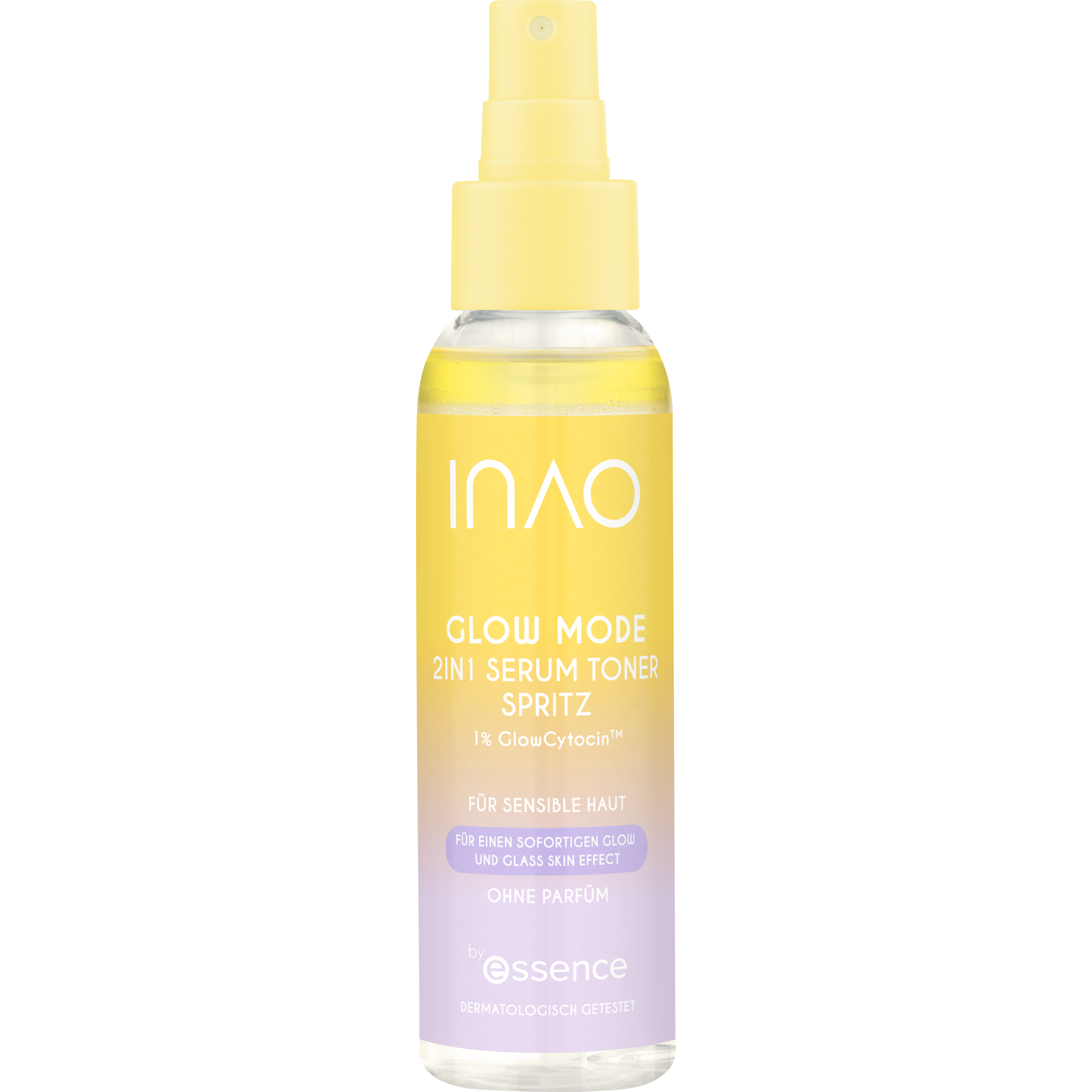 INAO Glow Mode 2in1 Serum Toner Spritz by essence – Product Front View Full Open - Produkt Element 2 von 7